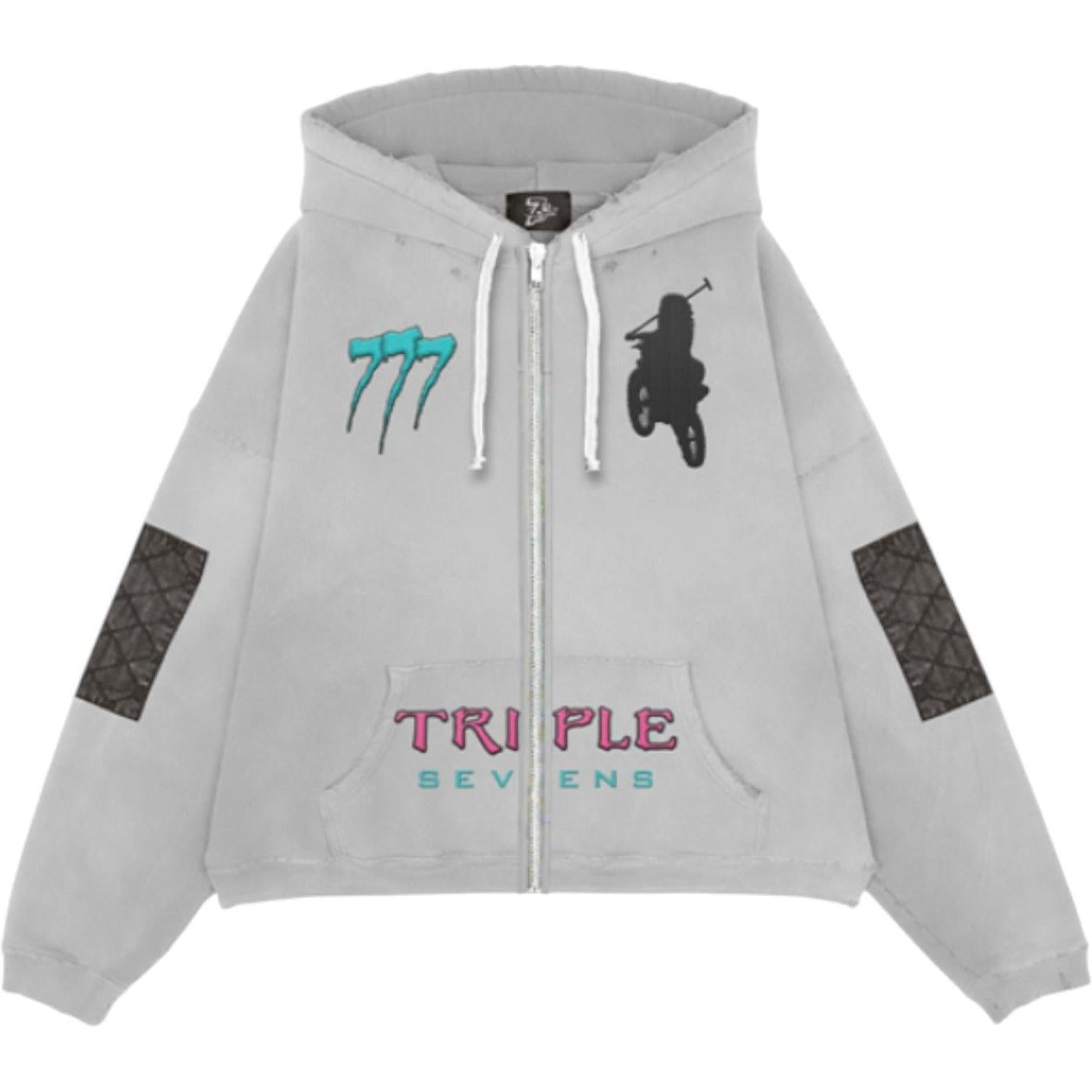 Triple Sevens Moto Vice Zip Up Hoodie Grey