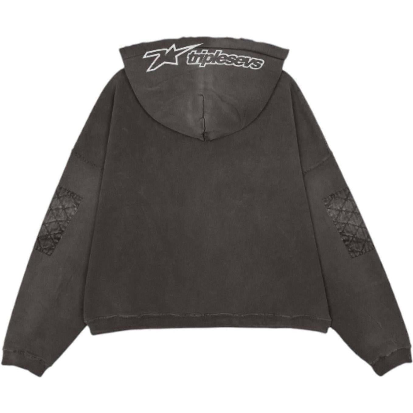 Triple Sevens Moto Zip Up Hoodie Black