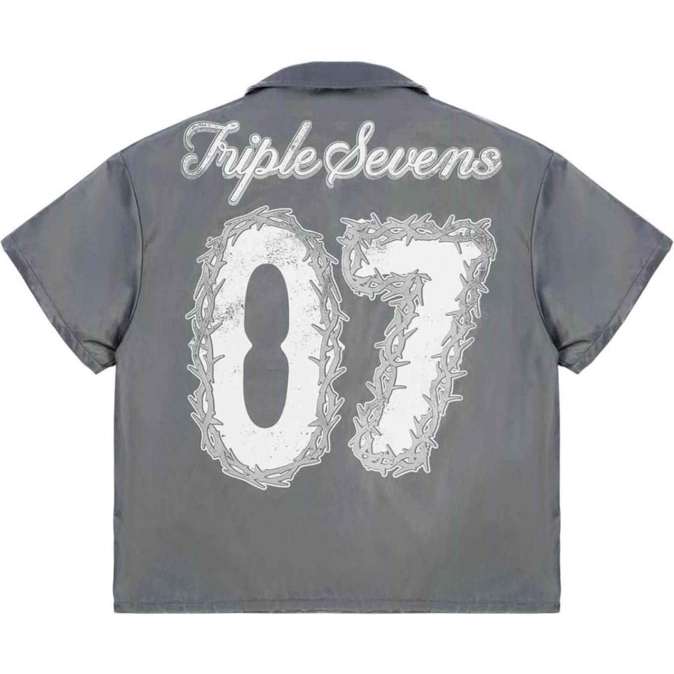 Triple Sevens Nylon Button Up Shirt Grey