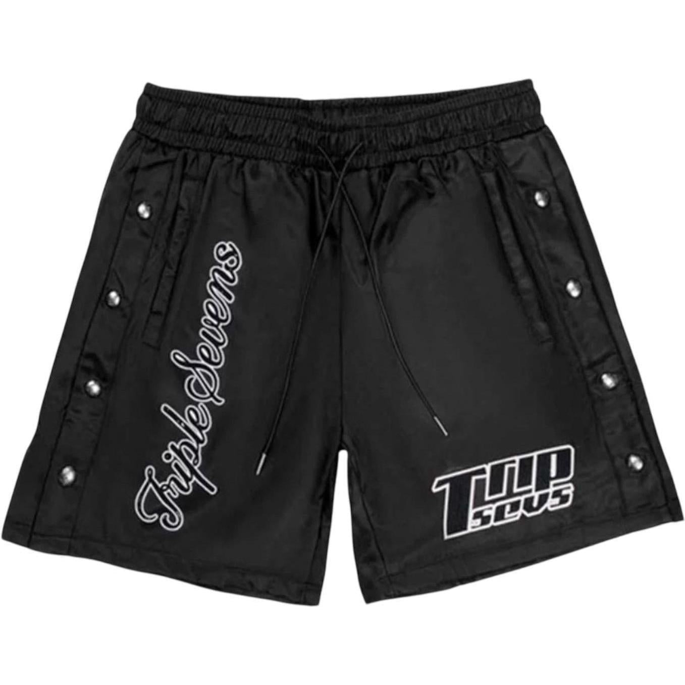 Triple Sevens Nylon Button Up Shorts Black