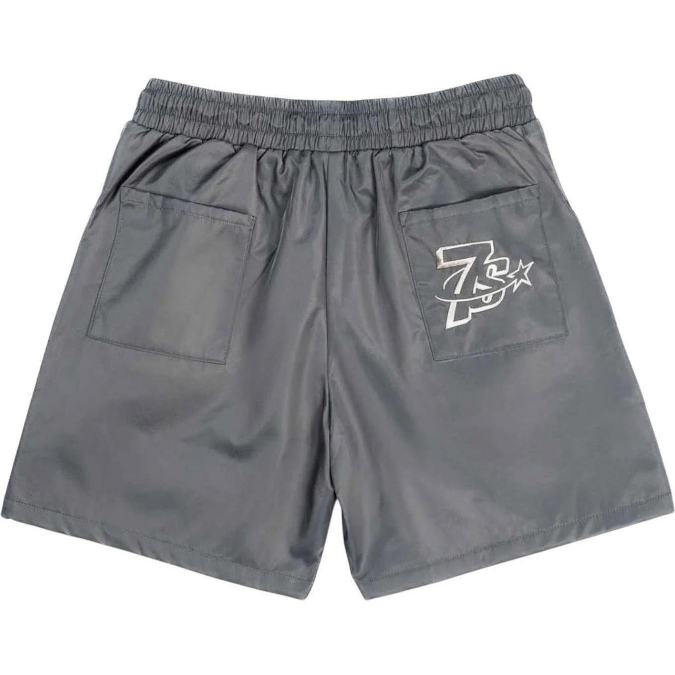 Triple Sevens Nylon Button Up Shorts Grey