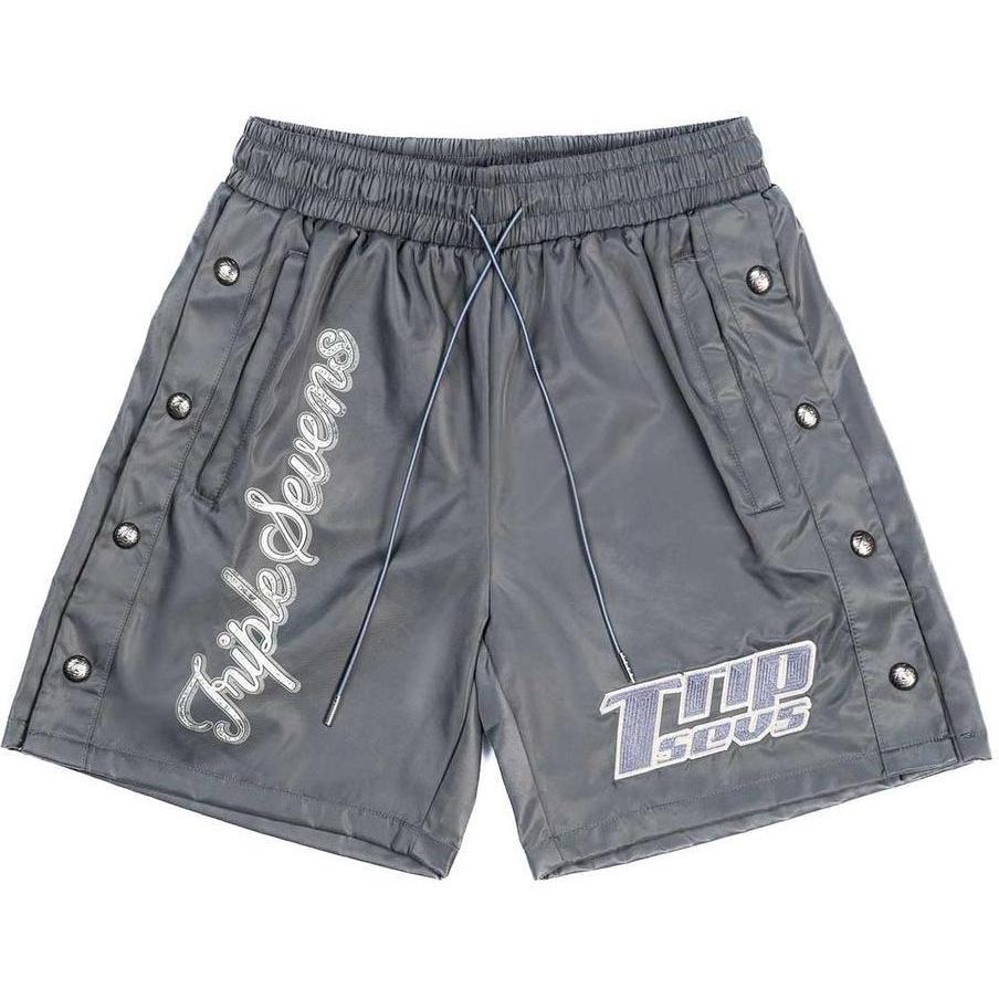 Triple Sevens Nylon Button Up Shorts Grey