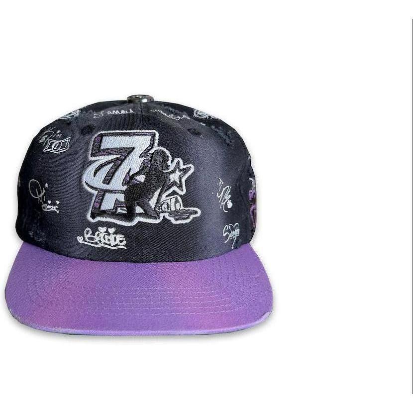 Triple Sevens x Booby Trap Logo Snapback Hat Black
