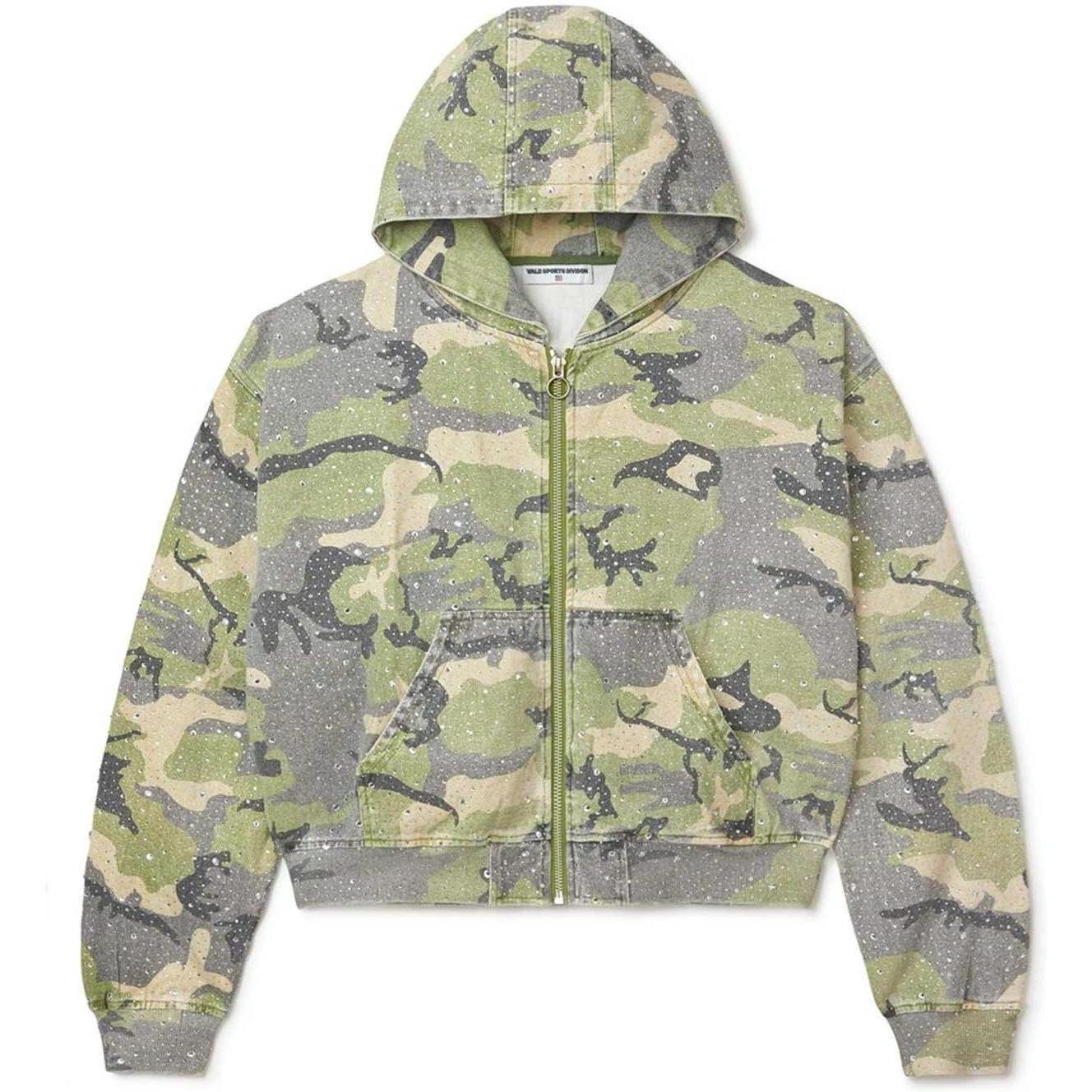 Vale Crystal Camo Work Zip Up Jacket Green