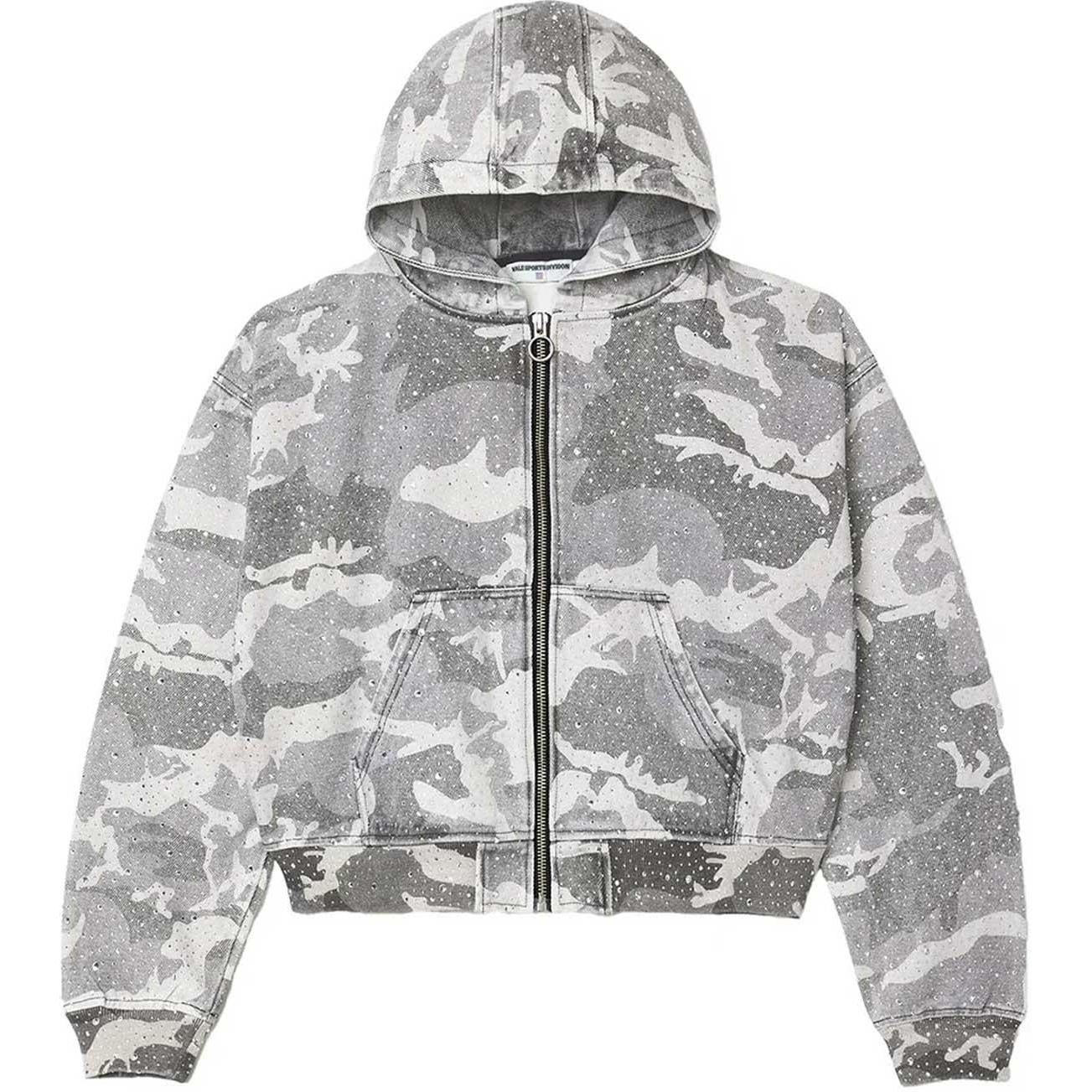 Vale Crystal Camo Work Zip Up Jacket Grey