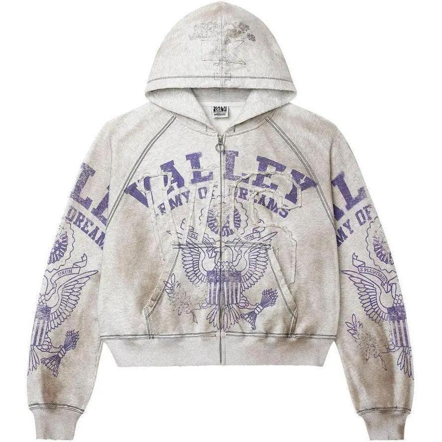 Vale Forever Army Zip Up Hoodie Grey