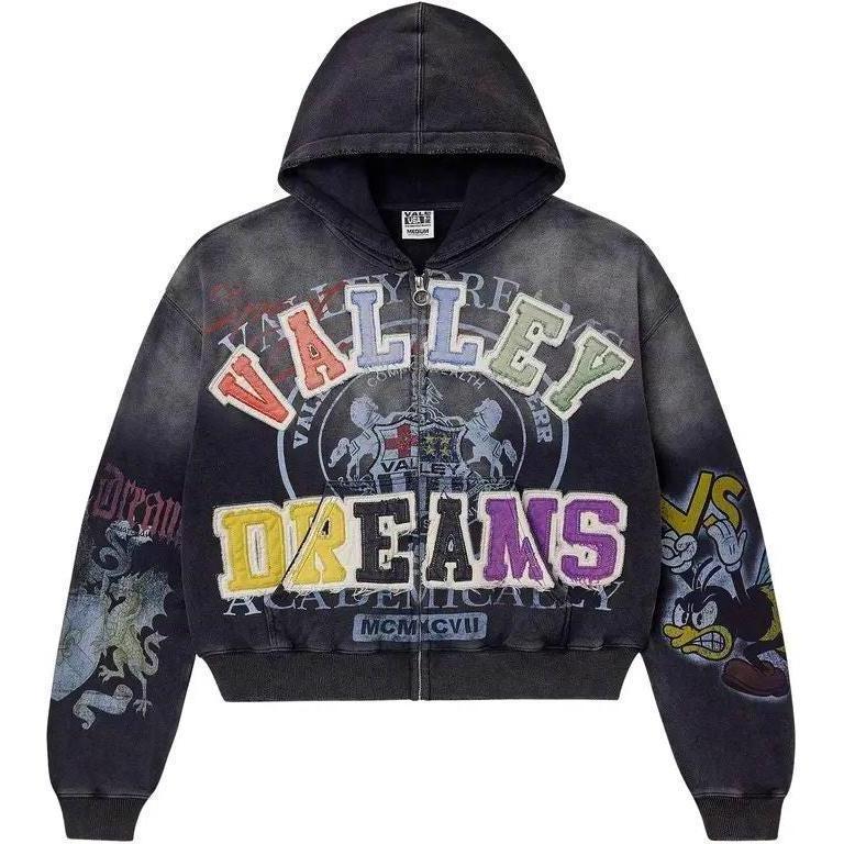 Vale Forever Blasted Zip Up Hoodie Black