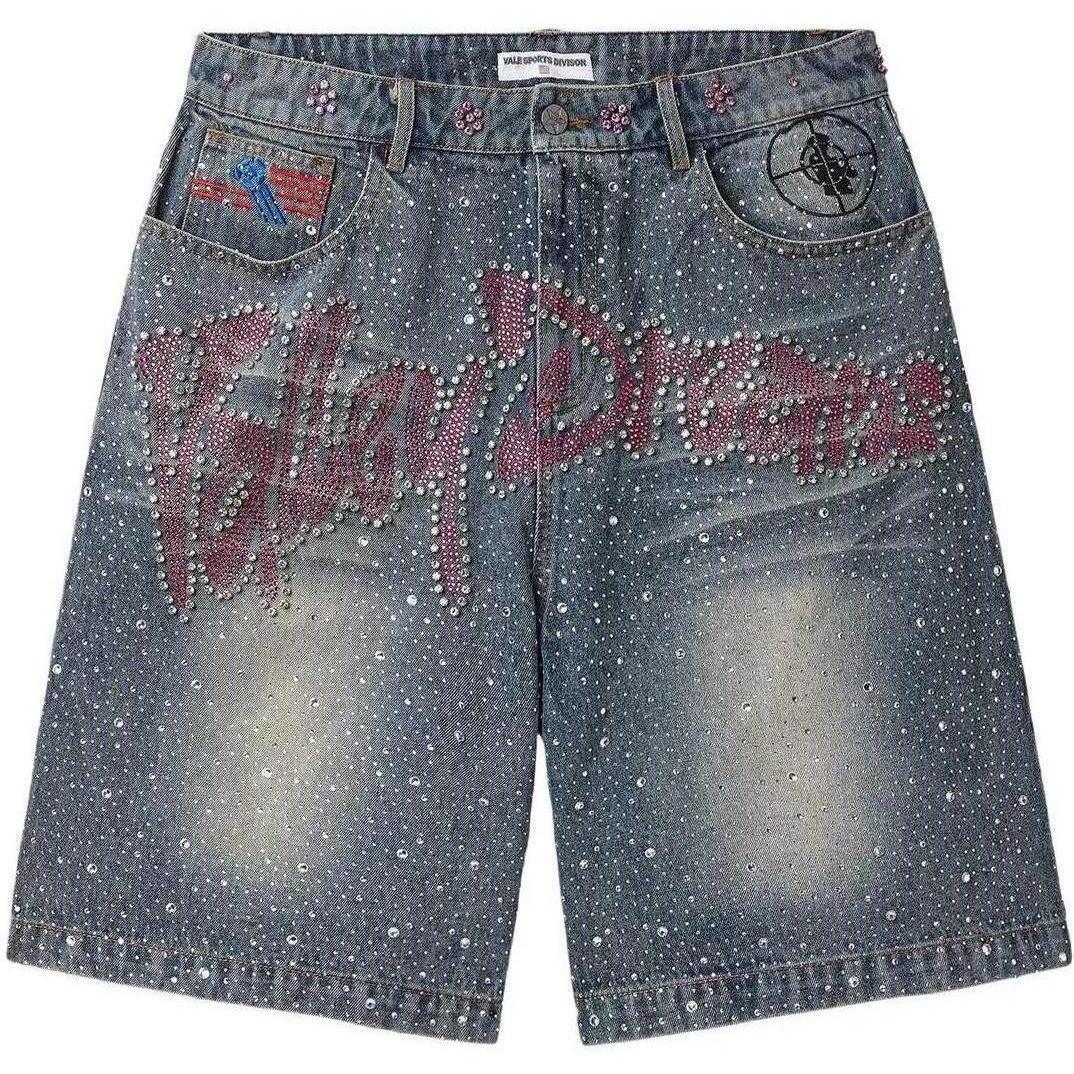 Vale Forever Iced Out Jean Shorts Blue
