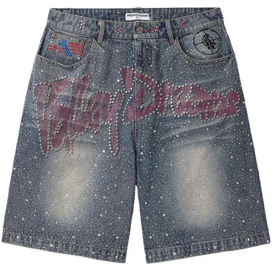 Vale Forever Iced Out Jean Shorts Blue