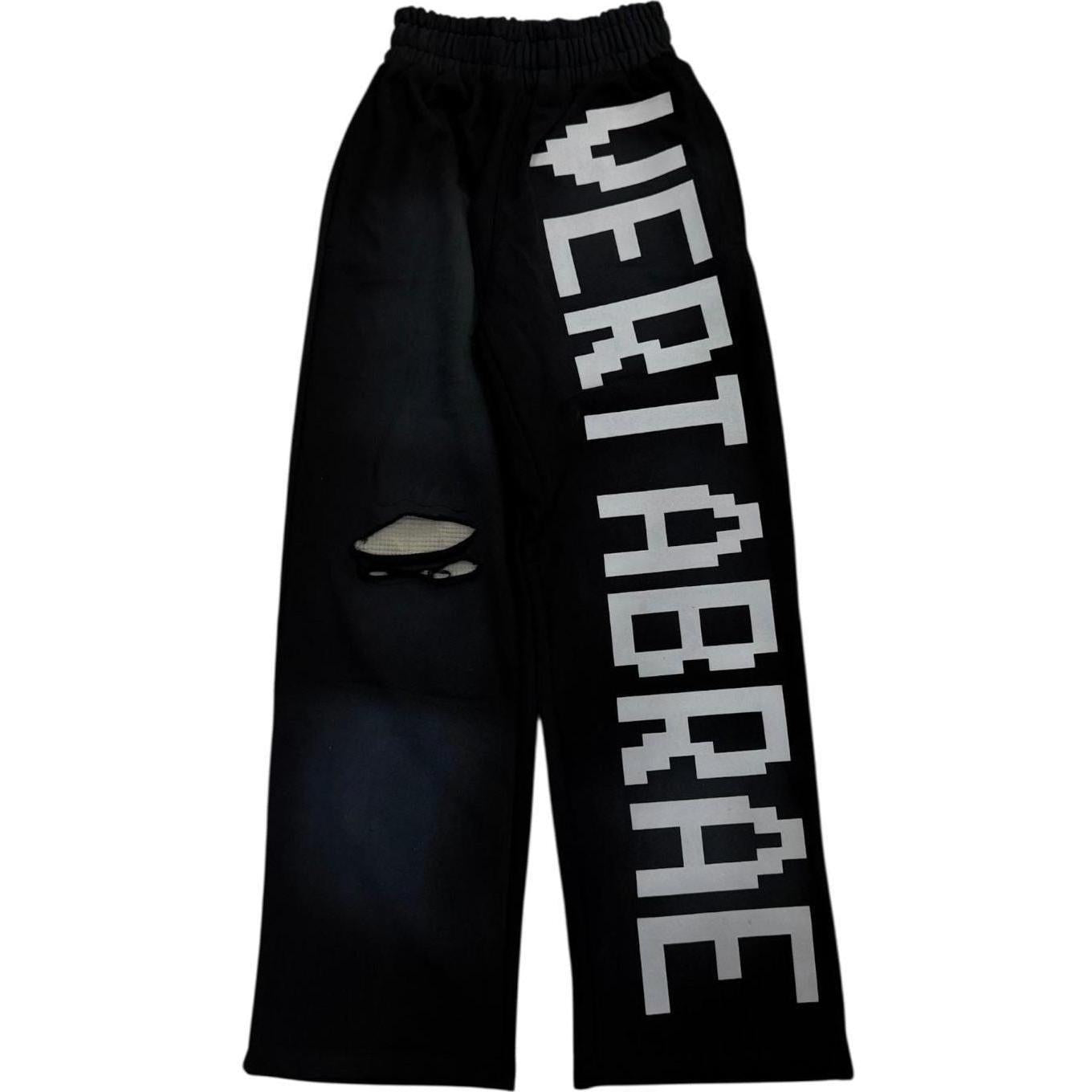 Vertabrae C2 Baggy Distressed Sweatpants Black