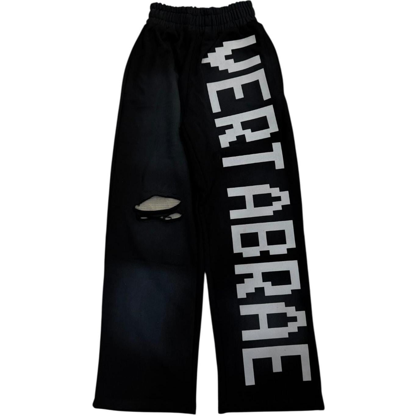 Vertabrae C2 Baggy Distressed Sweatpants Black