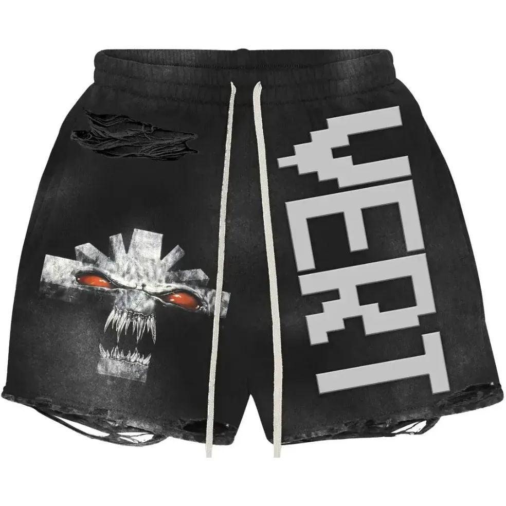 Vertabrae Vonster Cross Distressed Shorts Black