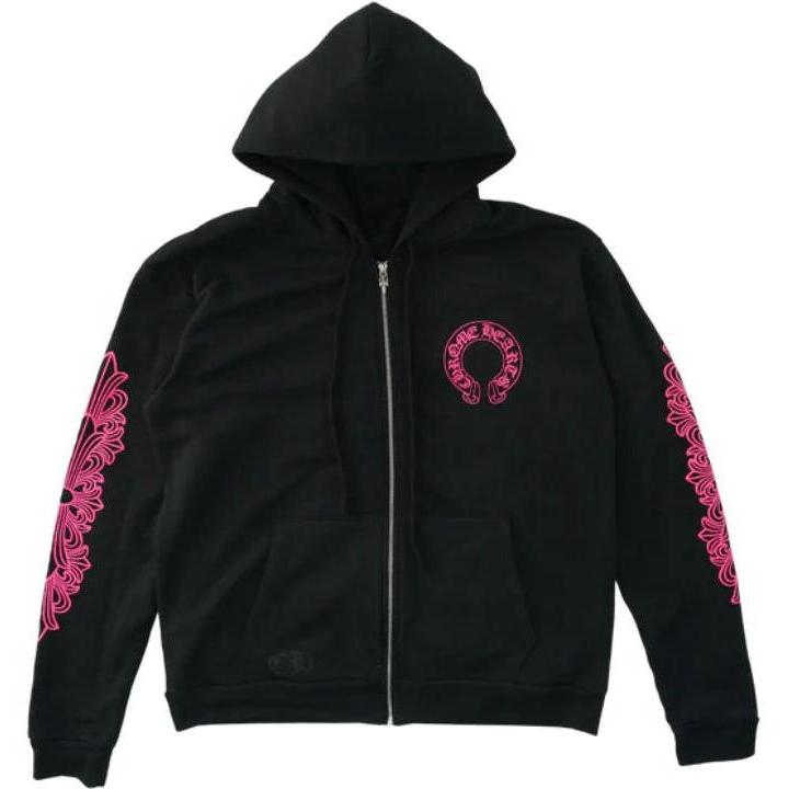 Chrome Hearts Pink Horseshoe Zip Up Hoodie