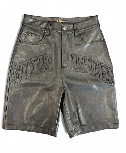 Bottega Desires Leather Shorts Black