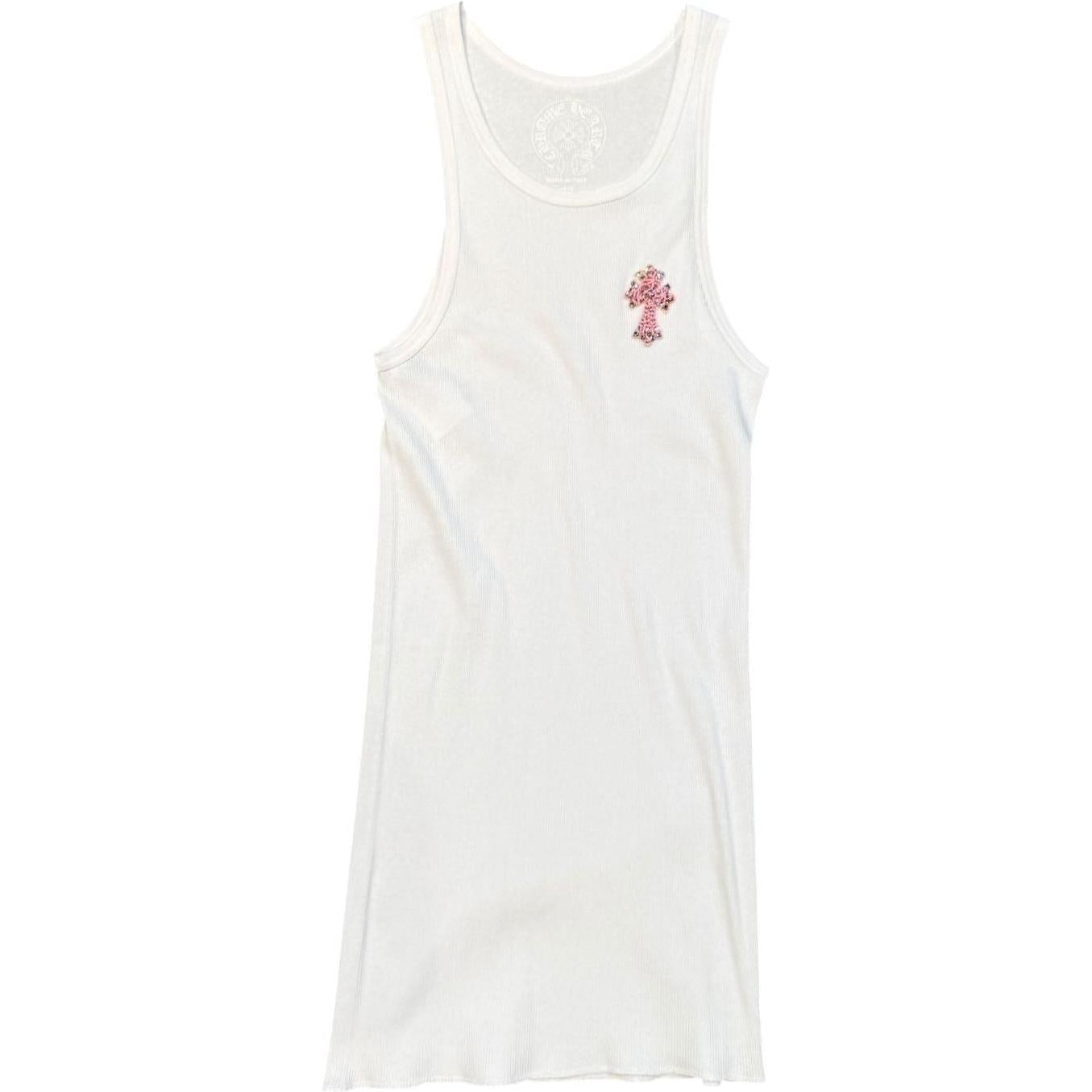 Chrome Hearts Pink Beaded Art Basel Exclusive Tank Top White