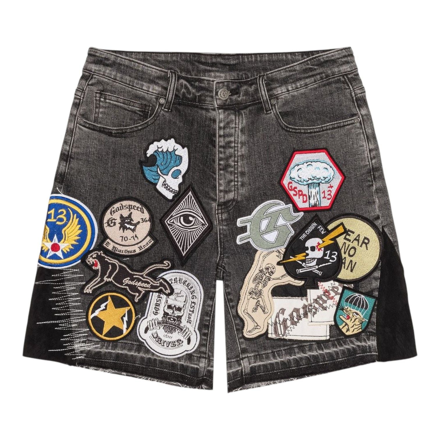 Godspeed Patchwork Denim Shorts V2 Grey