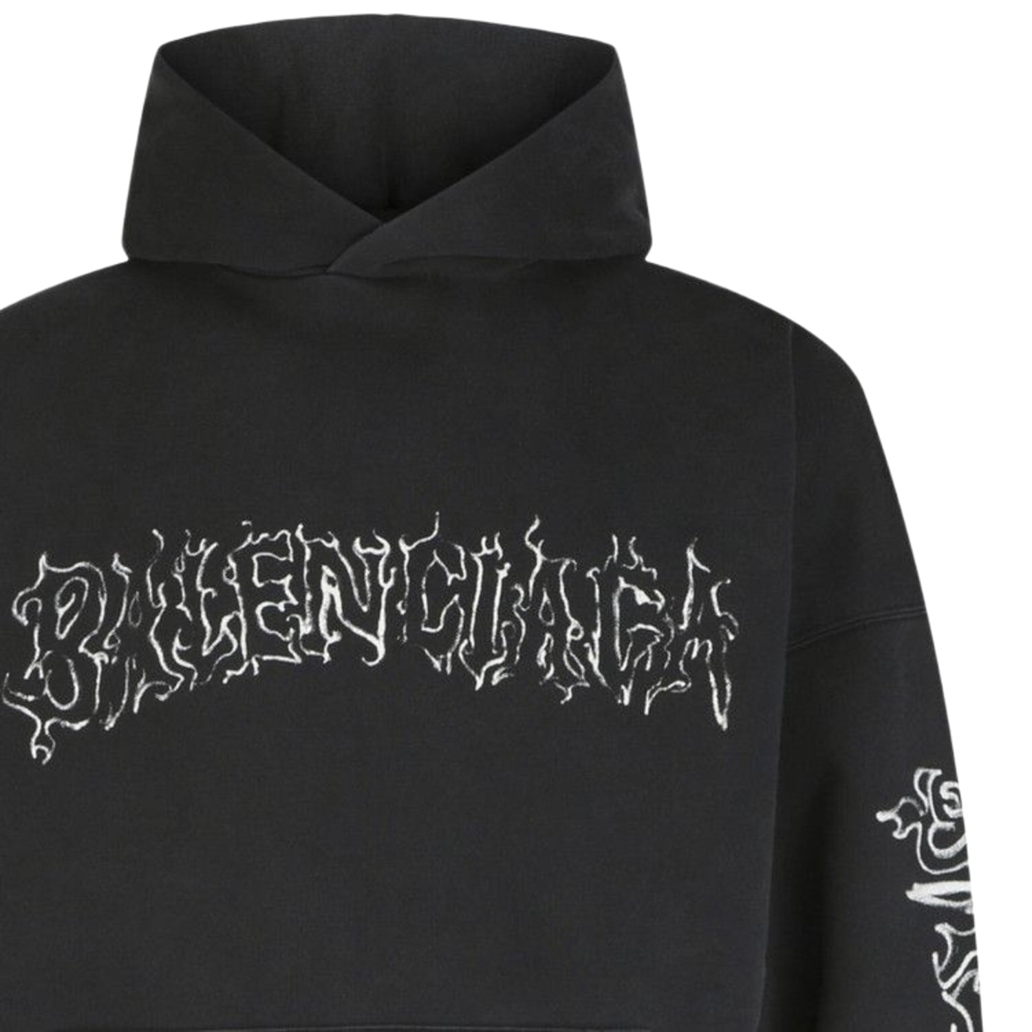 Balenciaga DIY Metal Logo Hoodie Faded Black/White