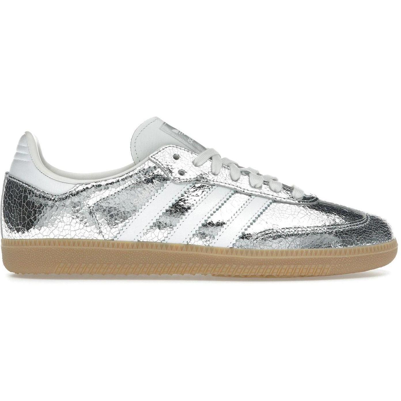 adidas Samba OG Silver Metallic Cracked Leather (Women's)