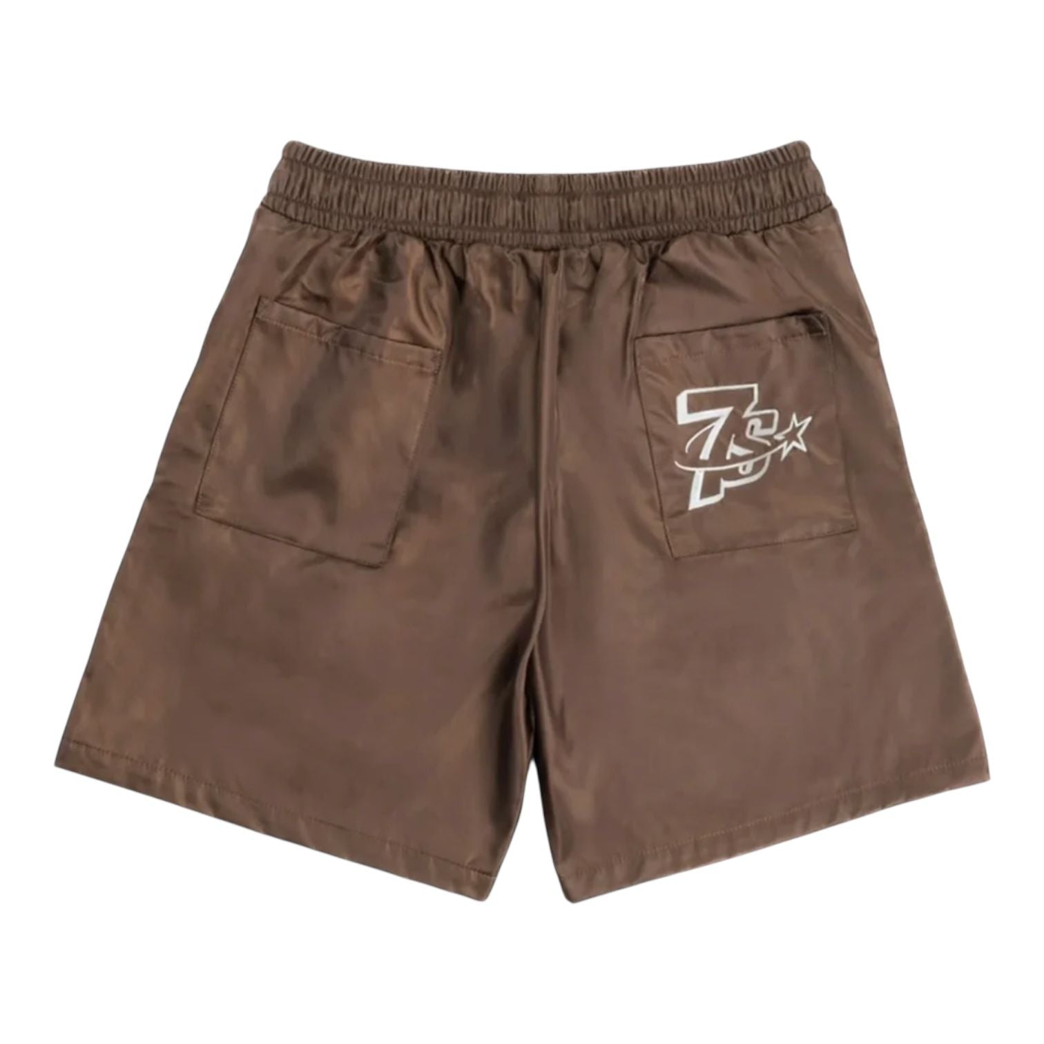 Triple Sevens Nylon Button Up Shorts Brown