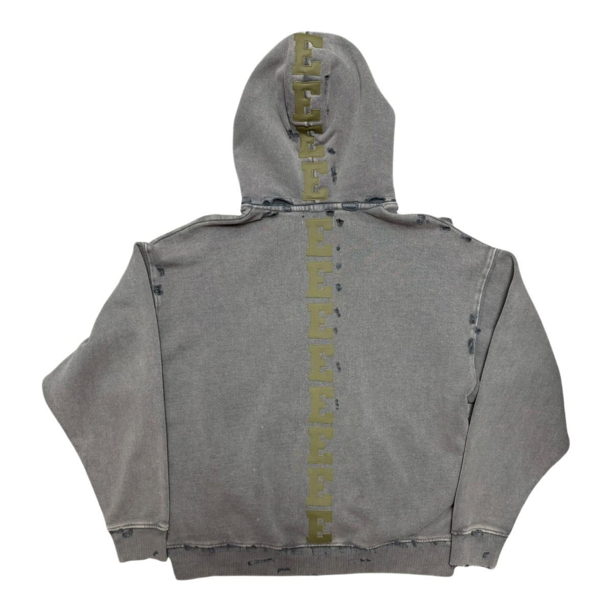 Èlan En Soie E Logo Leather Patch Hoodie Grey