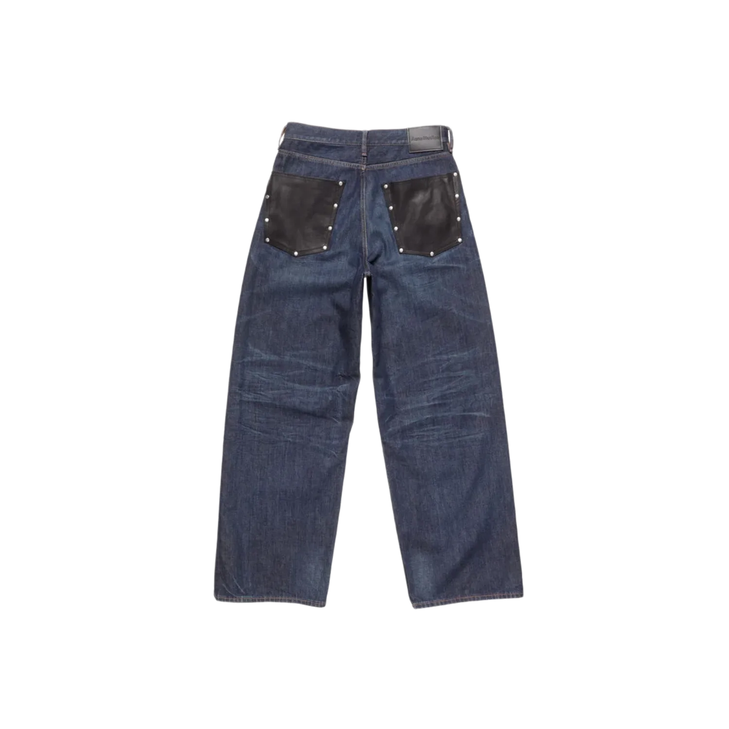 Acne Studios Wide Leg Leather Trimmed Jeans