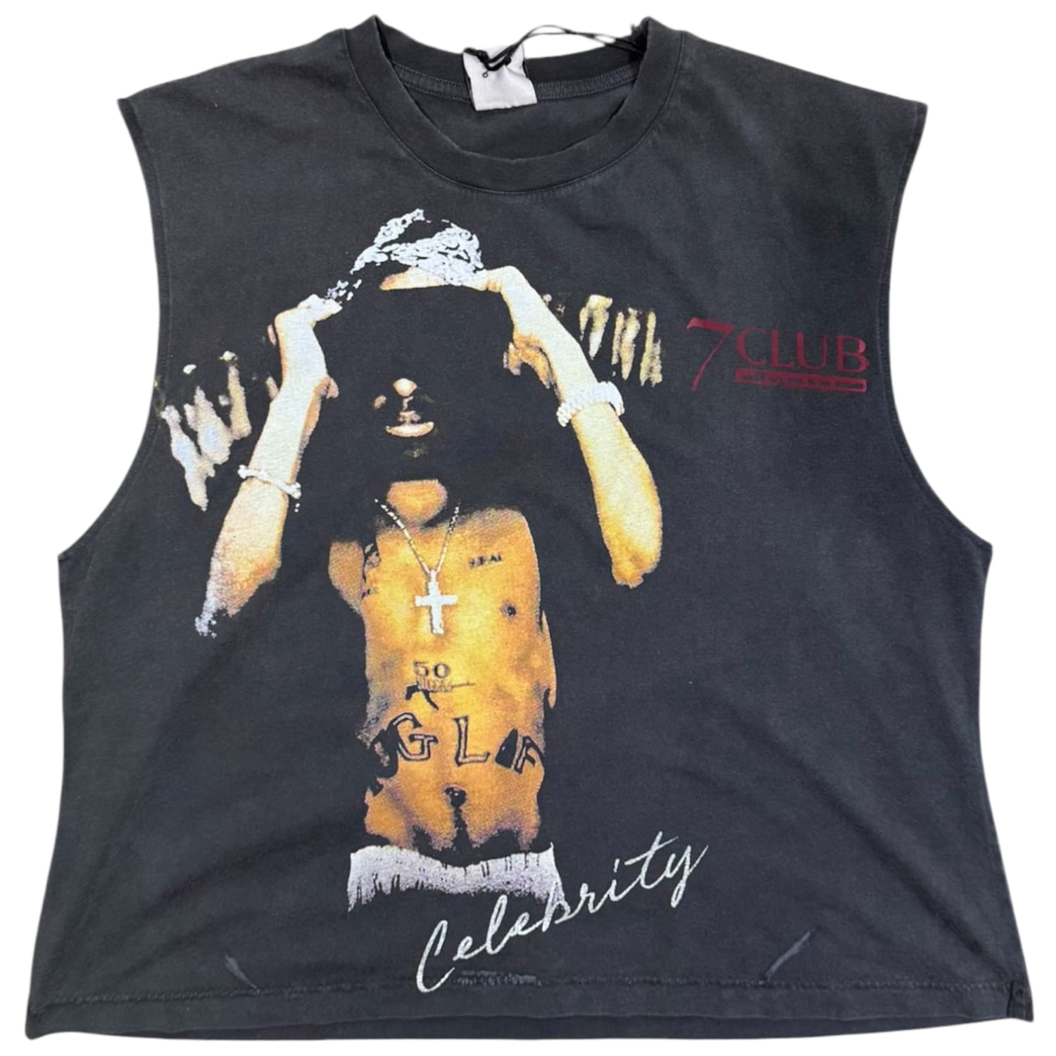 Triple Sevens Tupac Sleeveless T-Shirt Faded Black