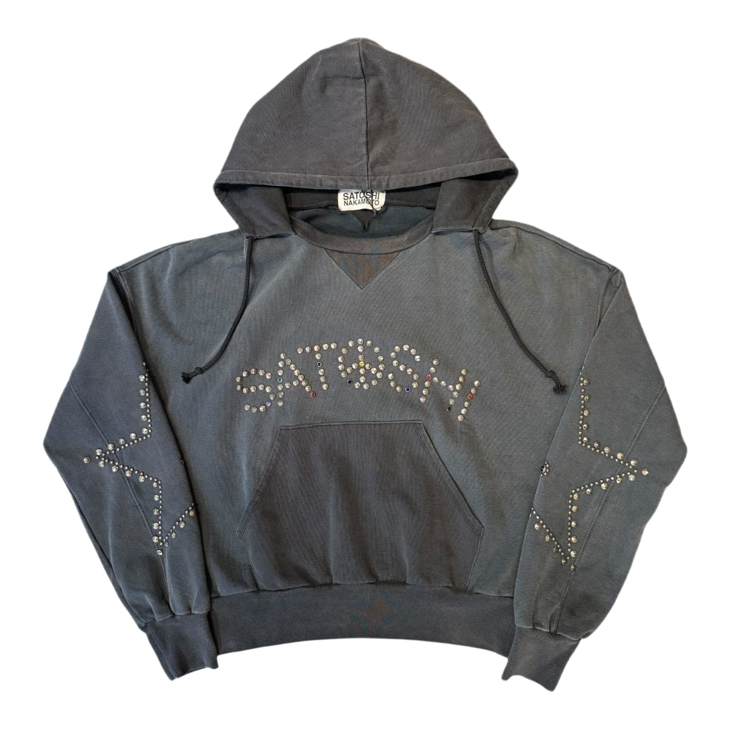 Satoshi Nakamoto Star Studded Hoodie Black Grey
