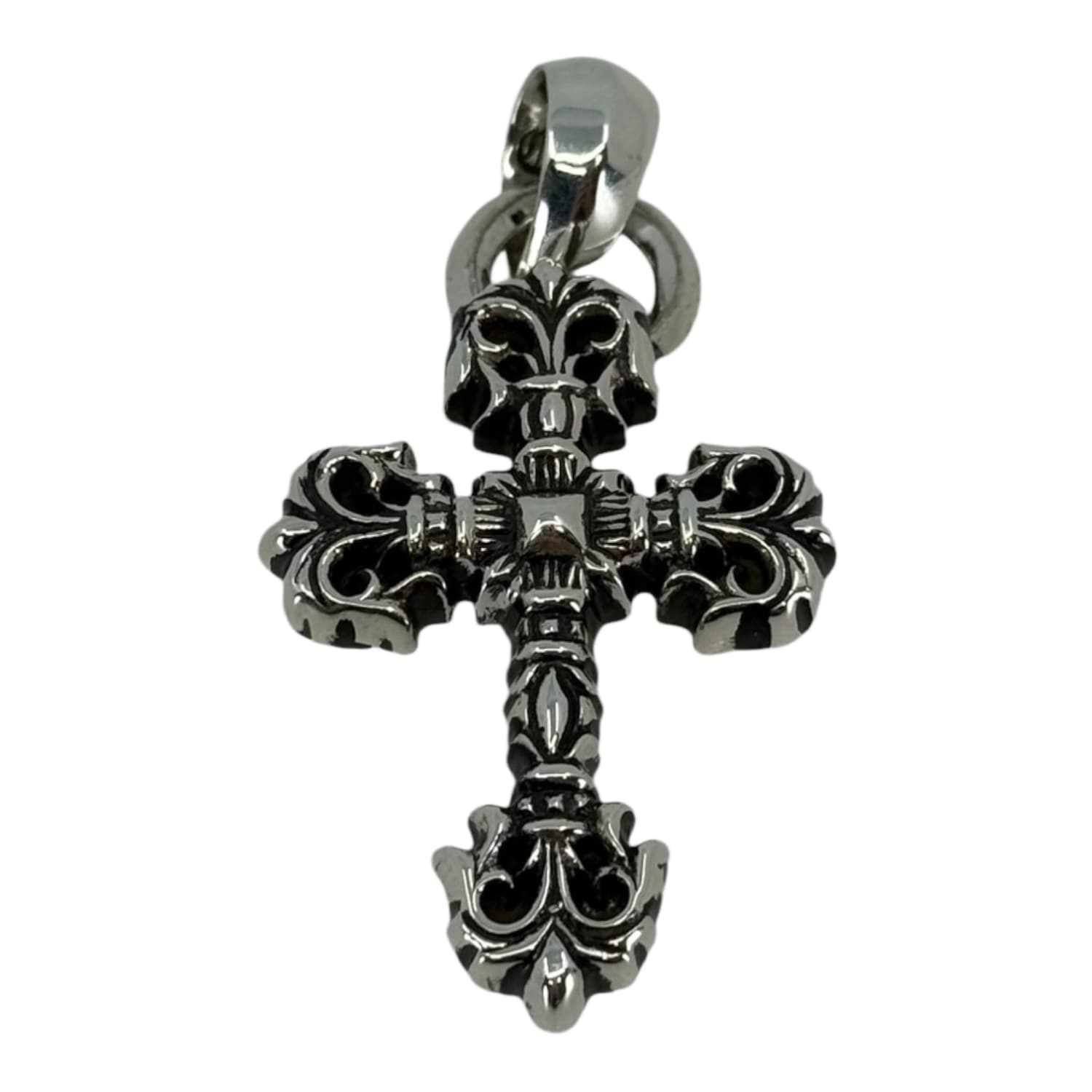 Chrome Hearts Silver Filigree Cross Pendant with Bale