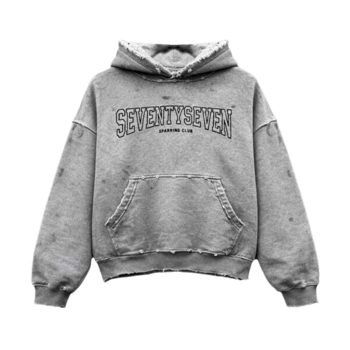 77 Studios Sparring Club Distressed Hoodie Grey
