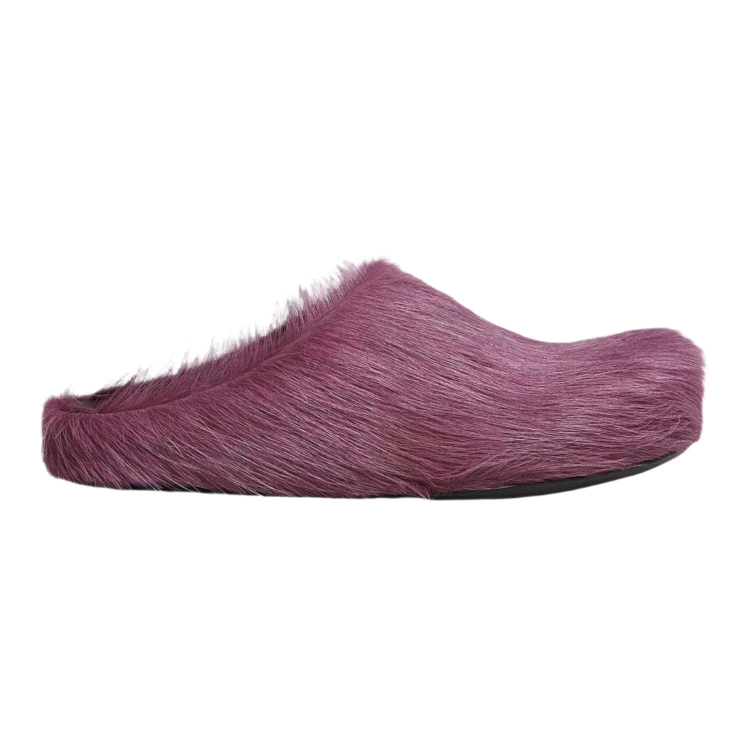 Marni Long Hair Calfskin Fussbett Sabot Mule Camellia