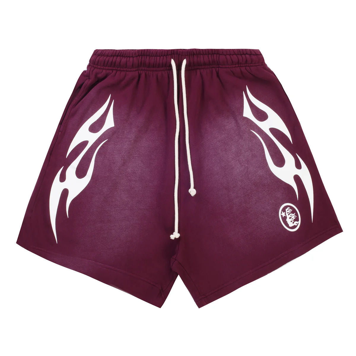 Hellstar Flame Shorts Burgundy White