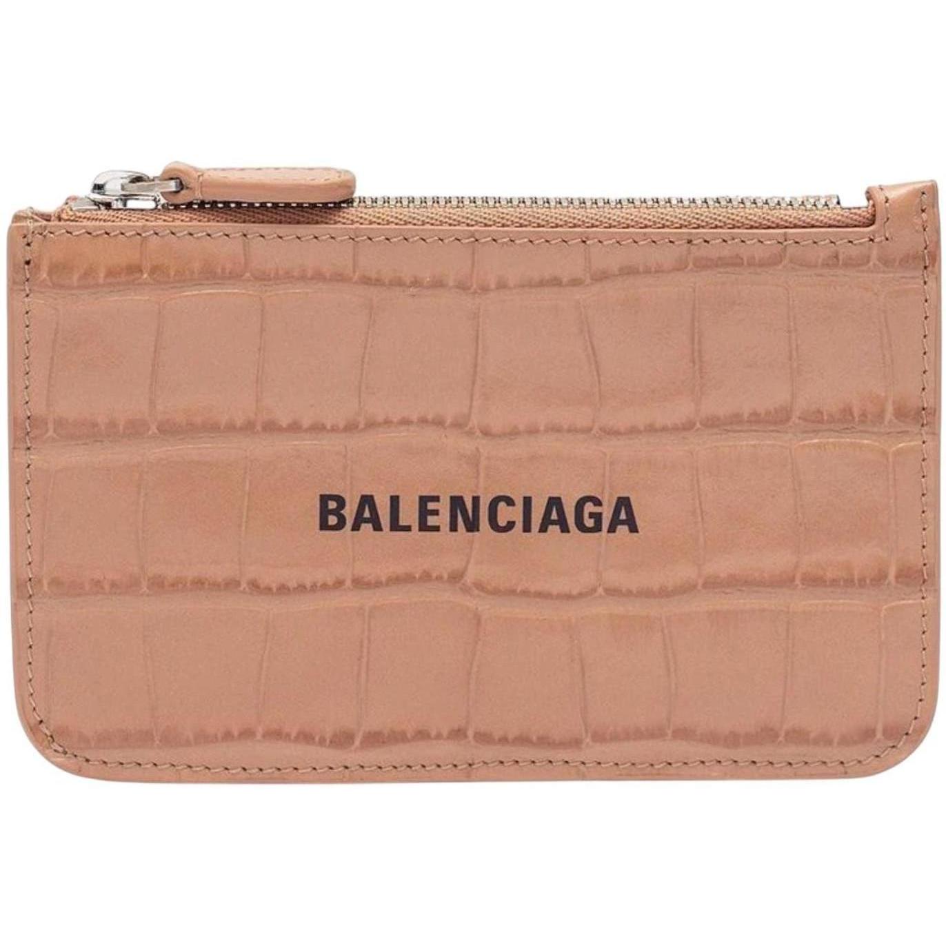 Balenciaga Crocodile Coin And Card Holder Nude