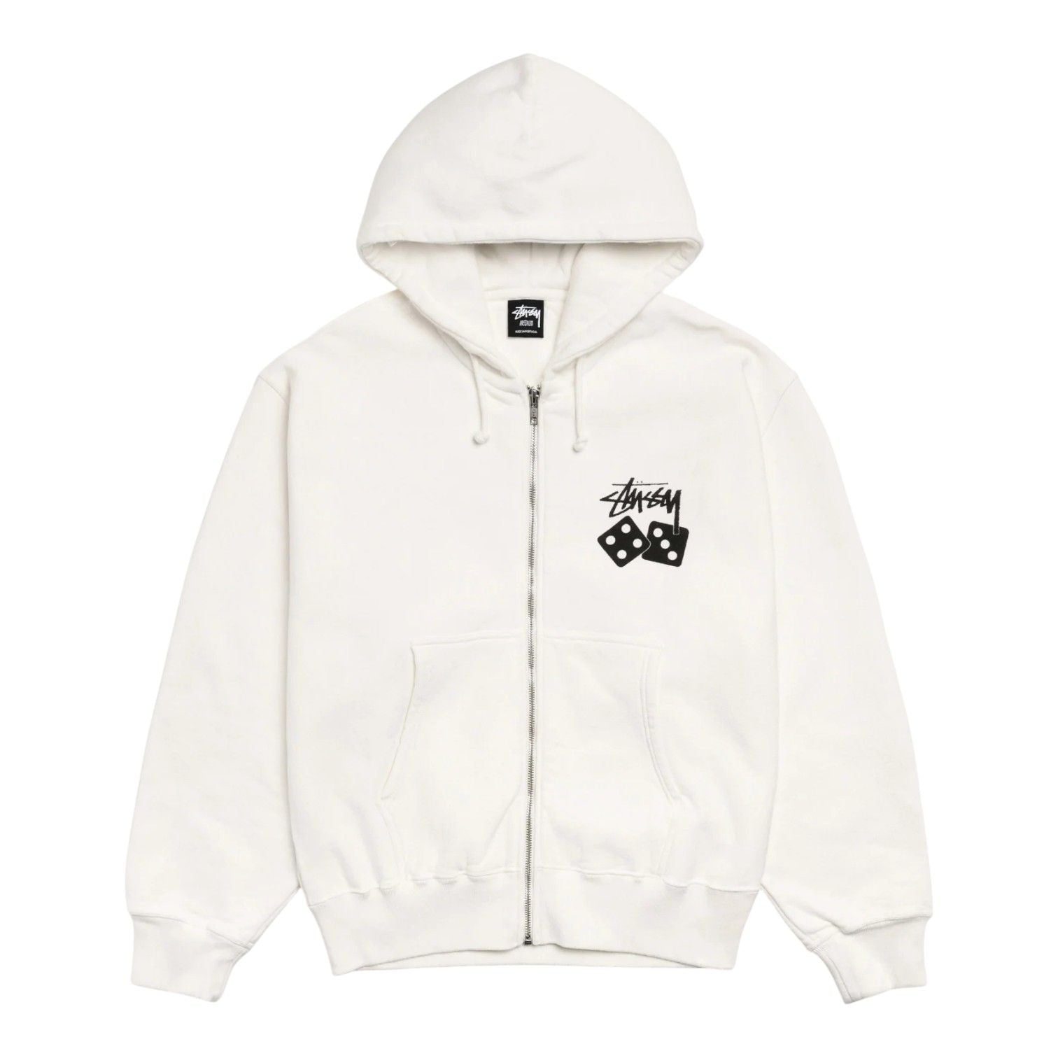 Stussy Dice Pigment Dyed Zip Up Hoodie Natural