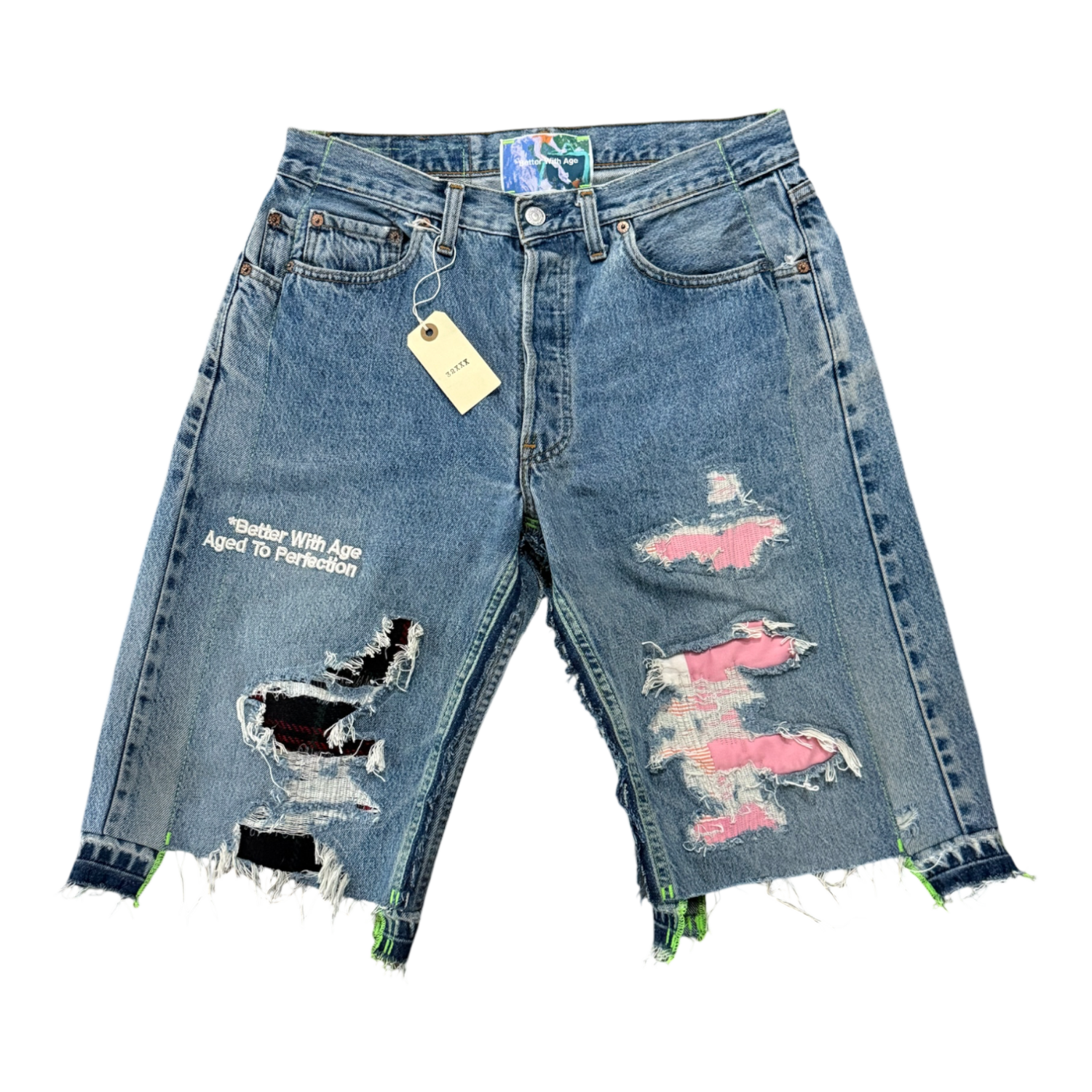 Better With Age Monroe Repair Triple Wide Denim Shorts Indigo