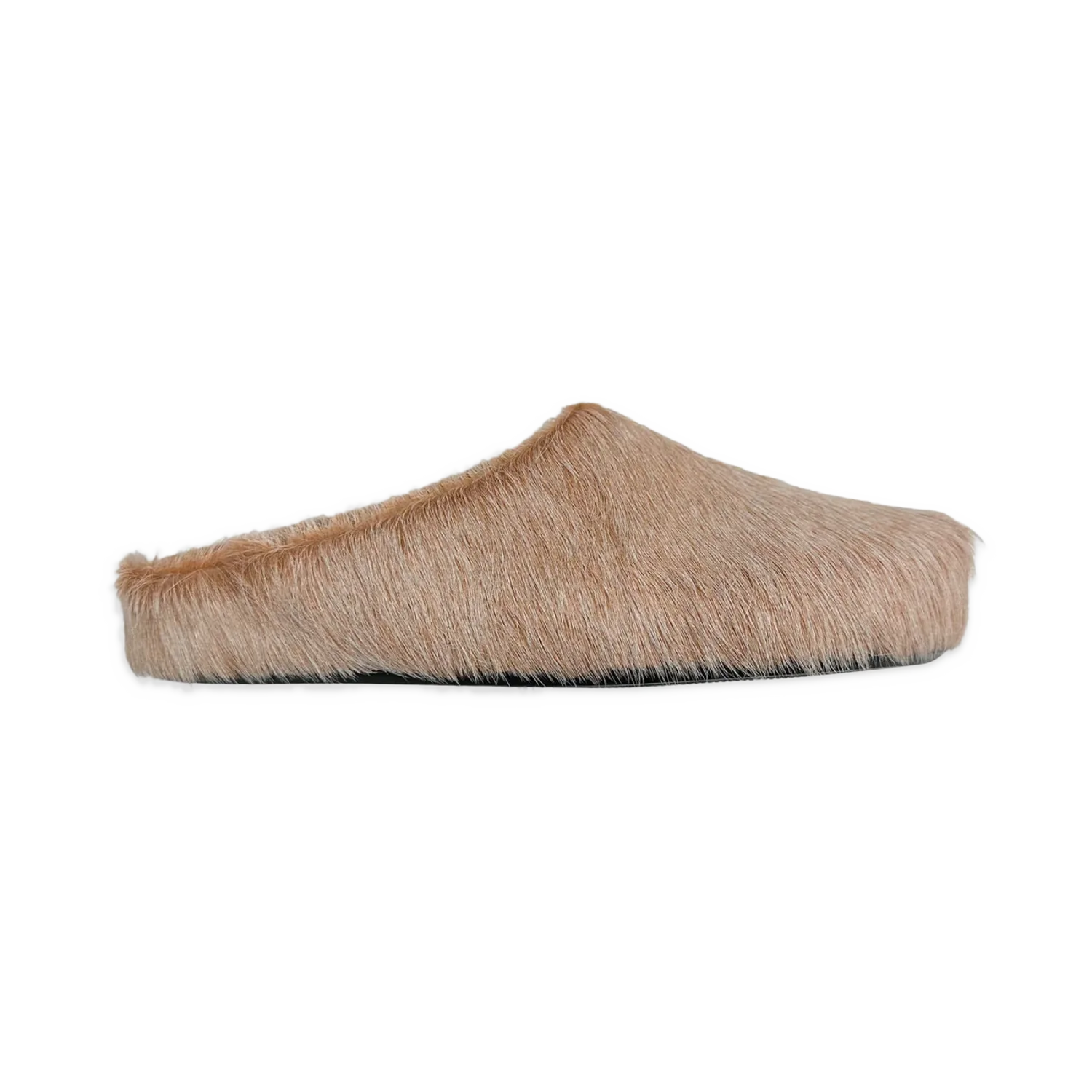Marni Long Hair Calfskin Fussbett Sabot Mule Light Brown