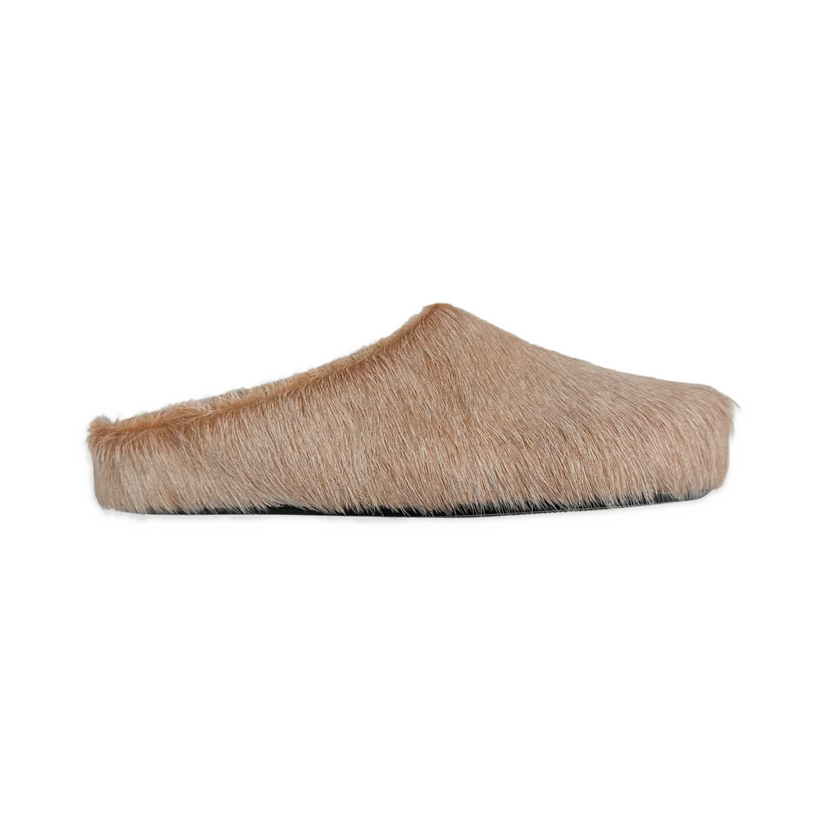 Marni Long Hair Calfskin Fussbett Sabot Mule Light Brown