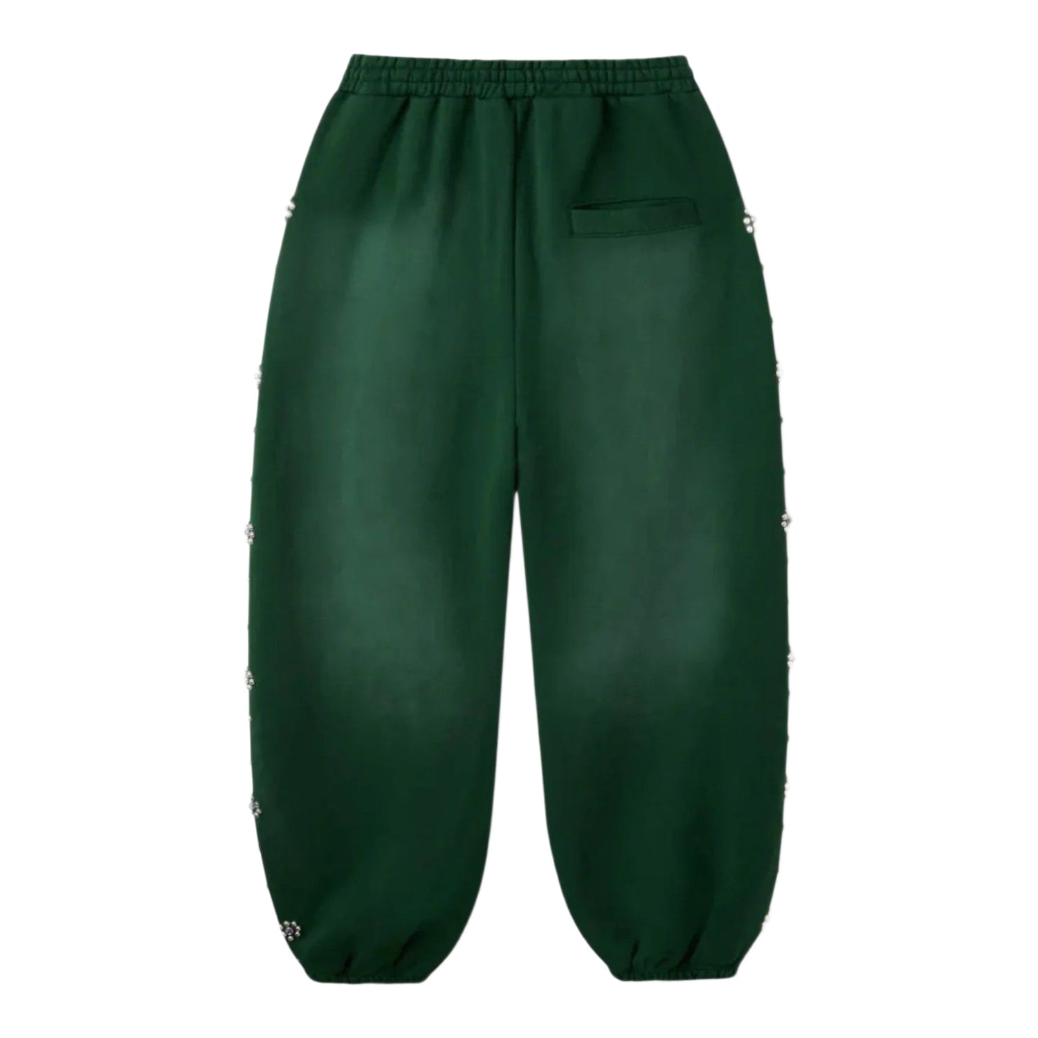 Happy Memories Don't Die HMDD Green Flower Studded Scrunch Sweatpants