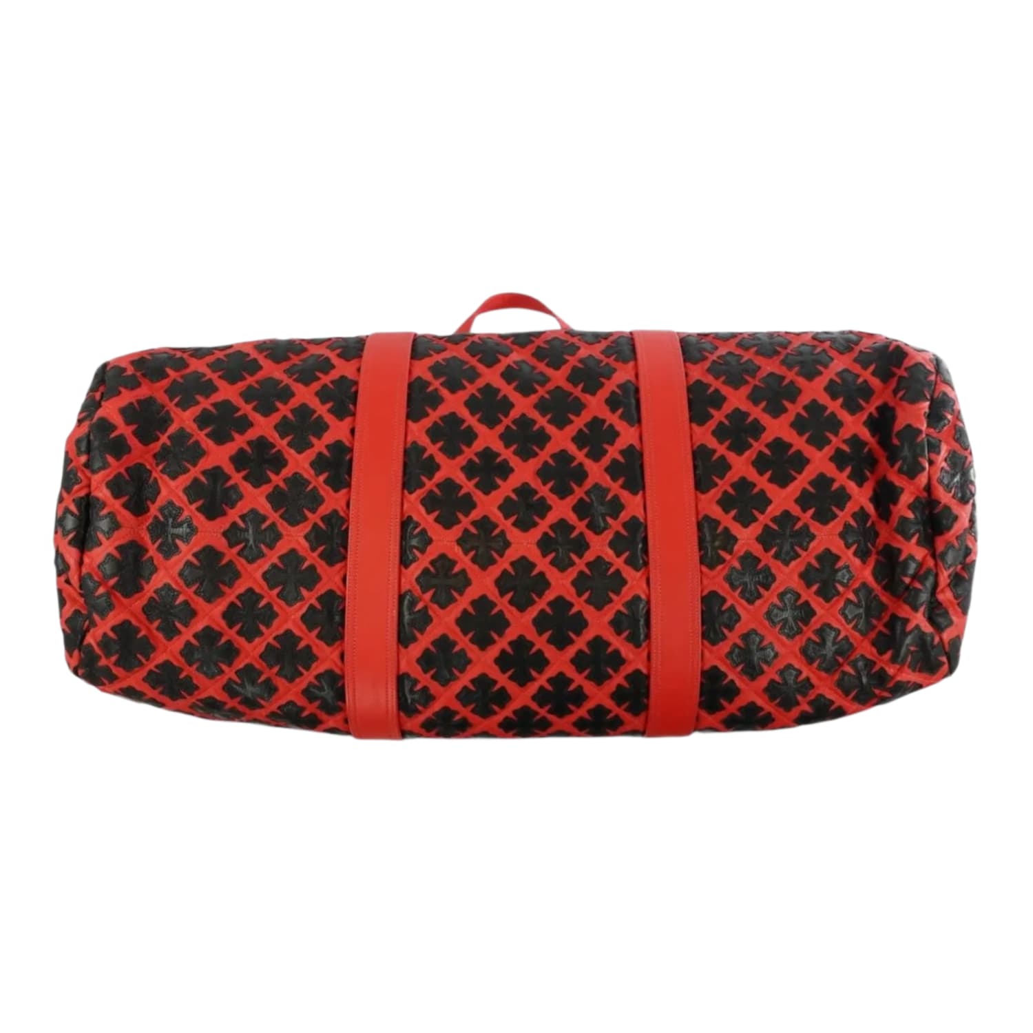 Chrome Hearts Red Leather All Over Black Crosses Duffle Bag