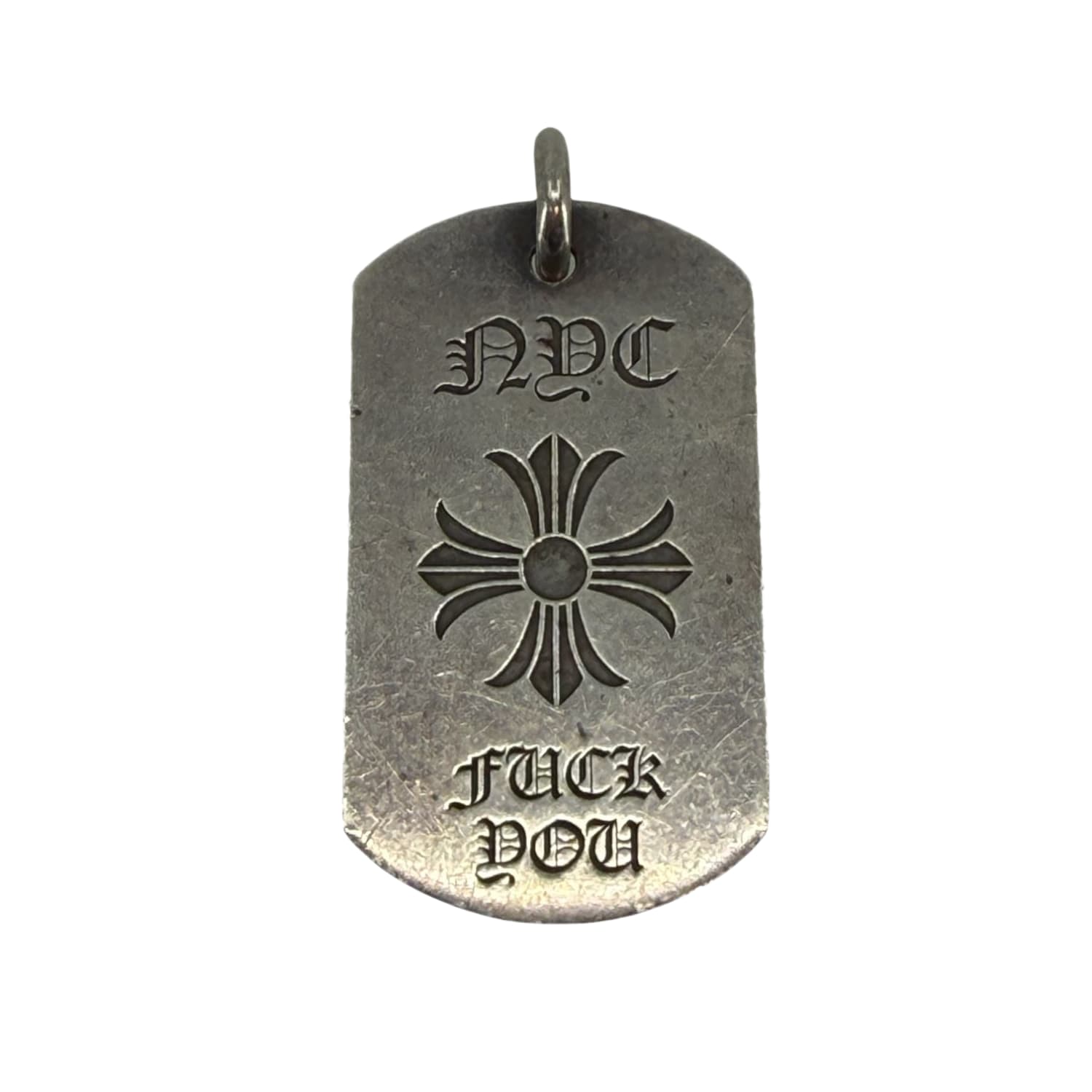 Chrome Hearts Silver NYC Exclusive FU Dog Tag Pendant