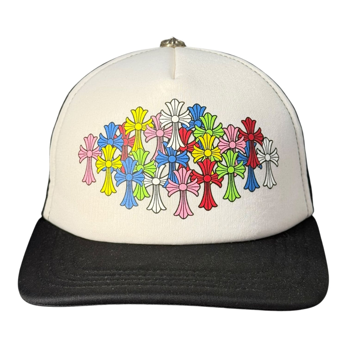 Chrome Hearts Multi Color Crosses Trucker Hat Black/White