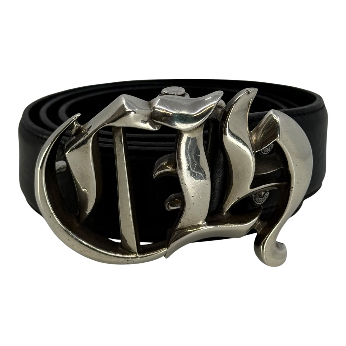 Chrome Hearts Silver CH Leather Belt Black