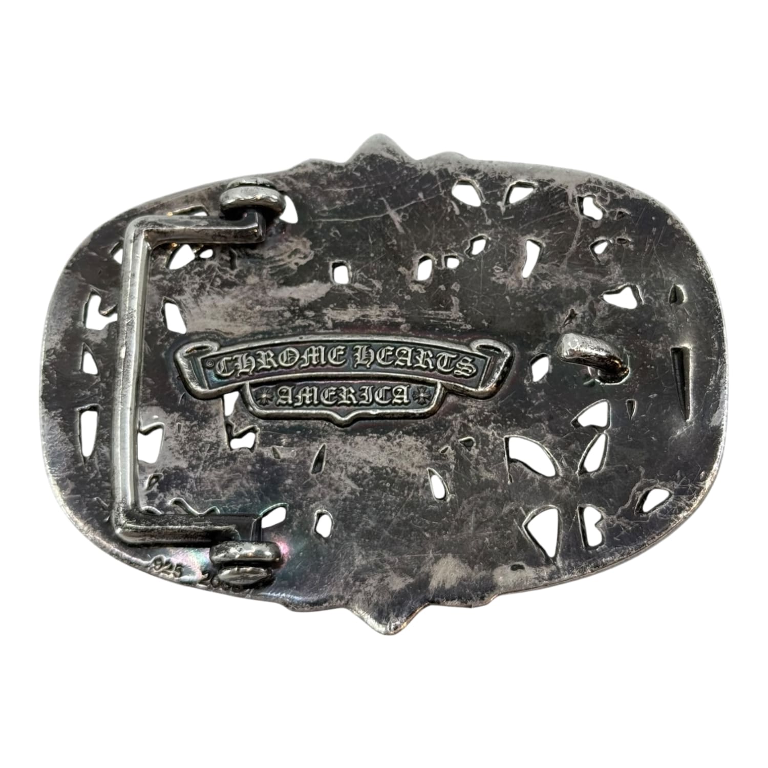 Chrome Hearts Silver Cemetery Cross Belt Buckle