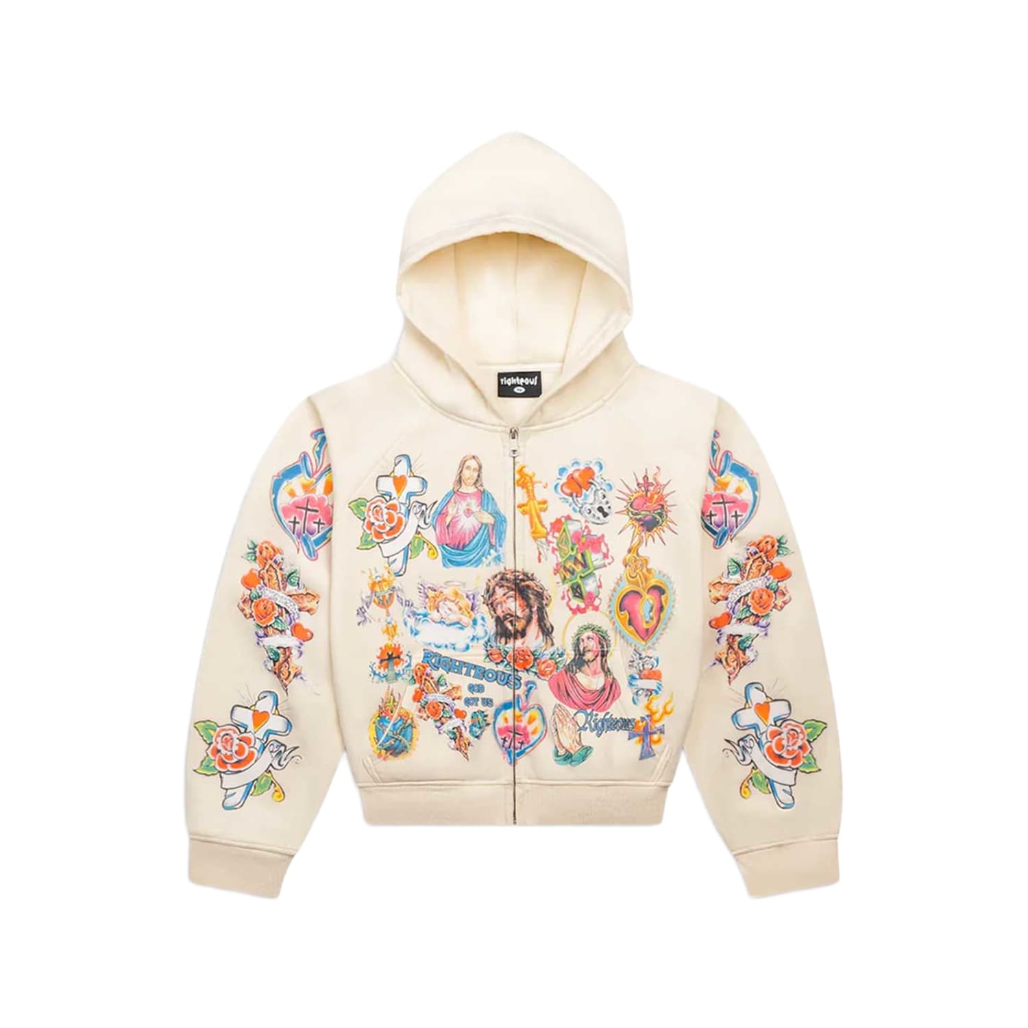 Righteous Risen King Zip Up Hoodie Cream