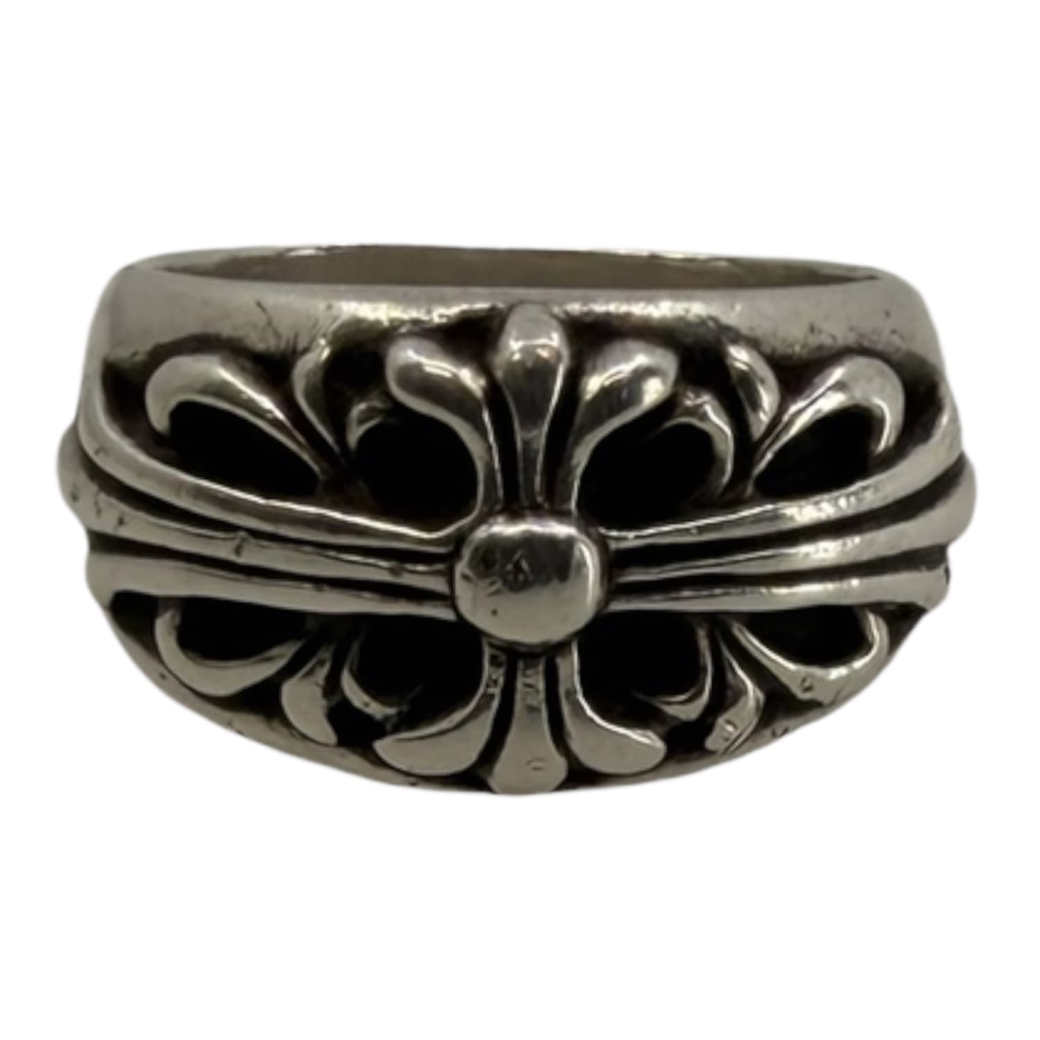 Chrome Hearts Silver Floral Cross Ring - US Size 10