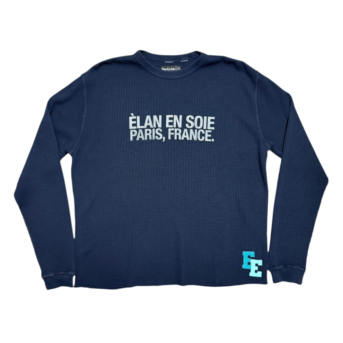 Èlan En Soie Classic Logo Thermal Teal Leather Patch Navy