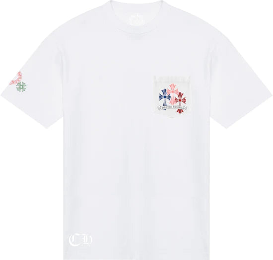 Chrome Hearts Multi Color Cemetery Cross T-Shirt White
