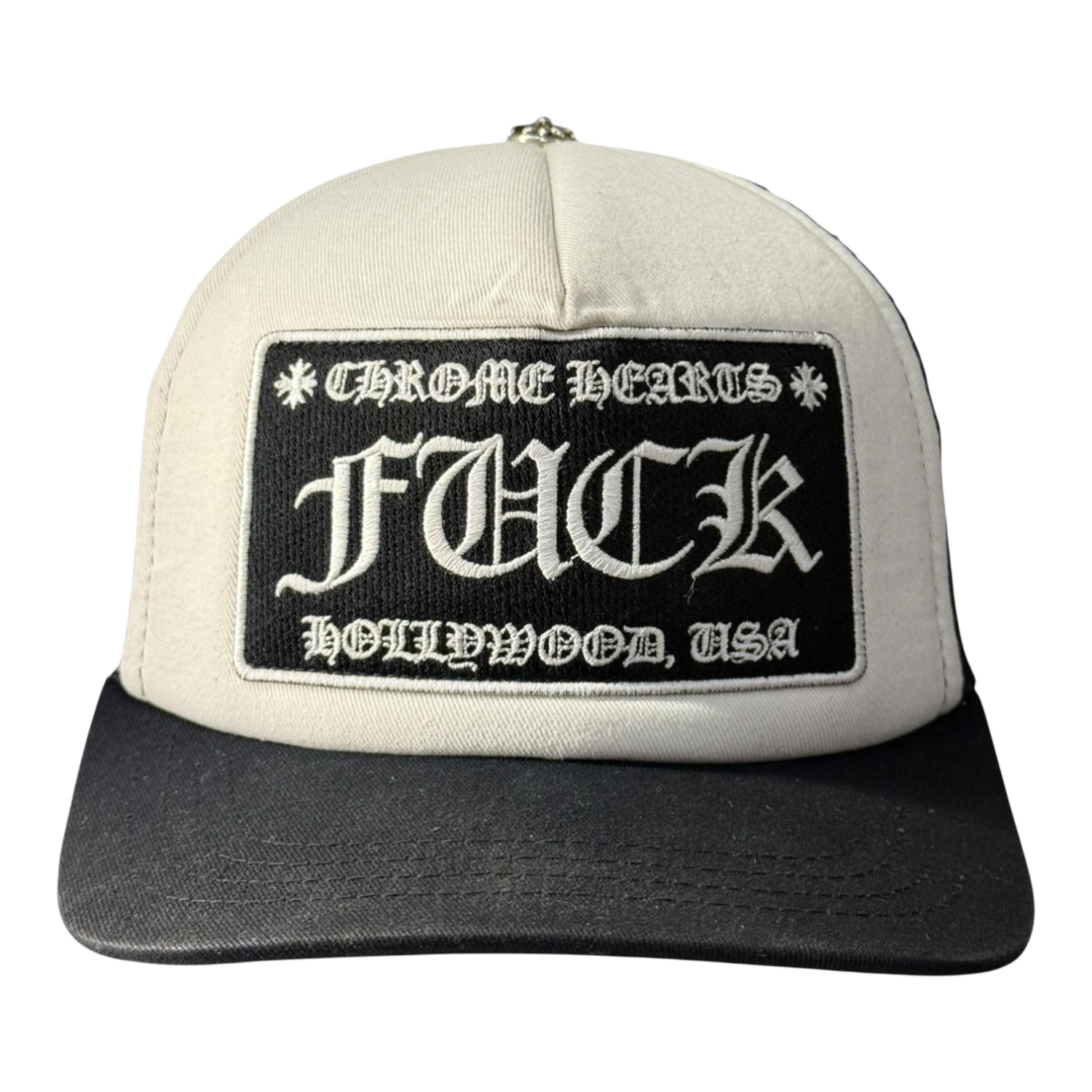 Chrome Hearts FUCK Hollywood Trucker Hat Black/White
