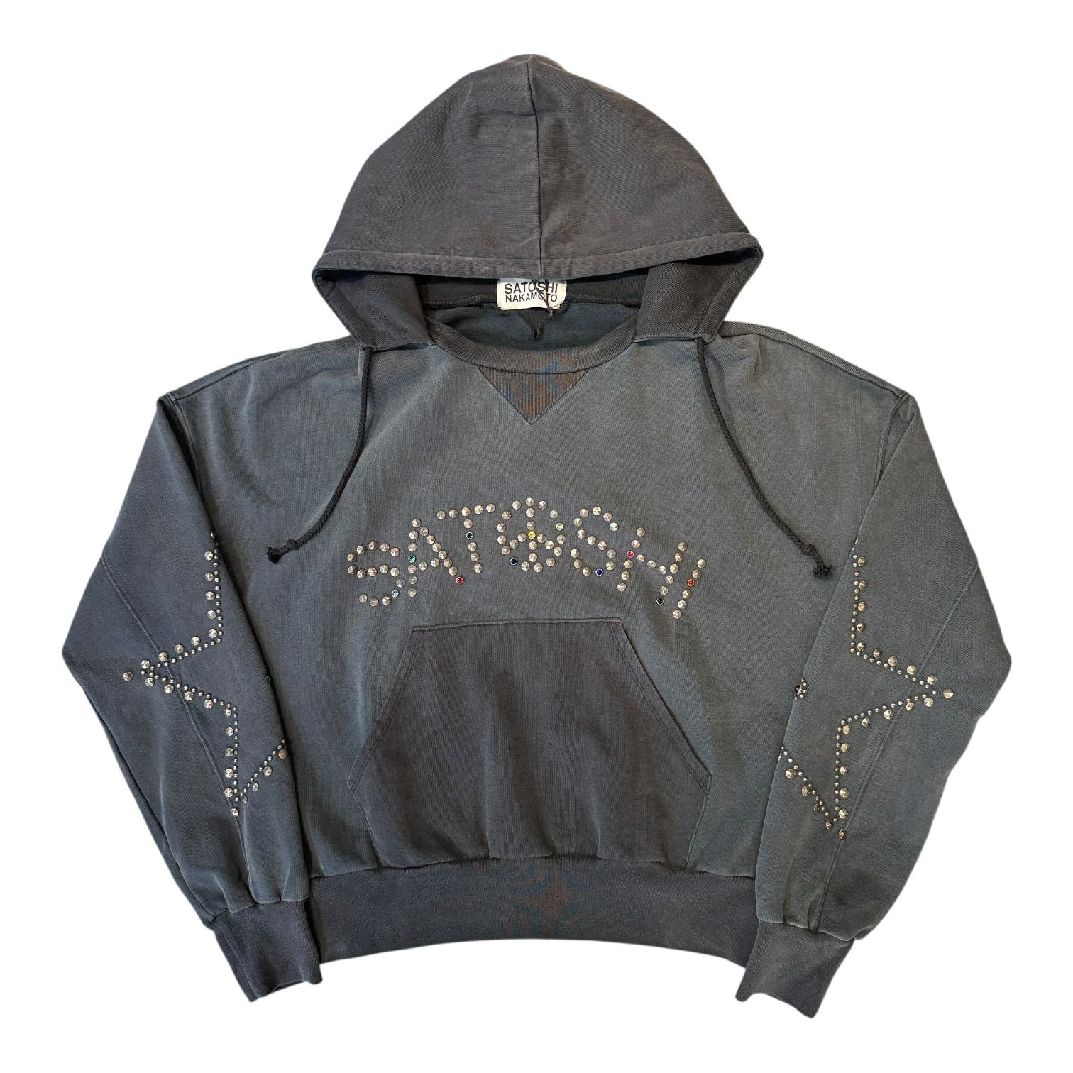 Satoshi Nakamoto Star Studded Hoodie Black Grey