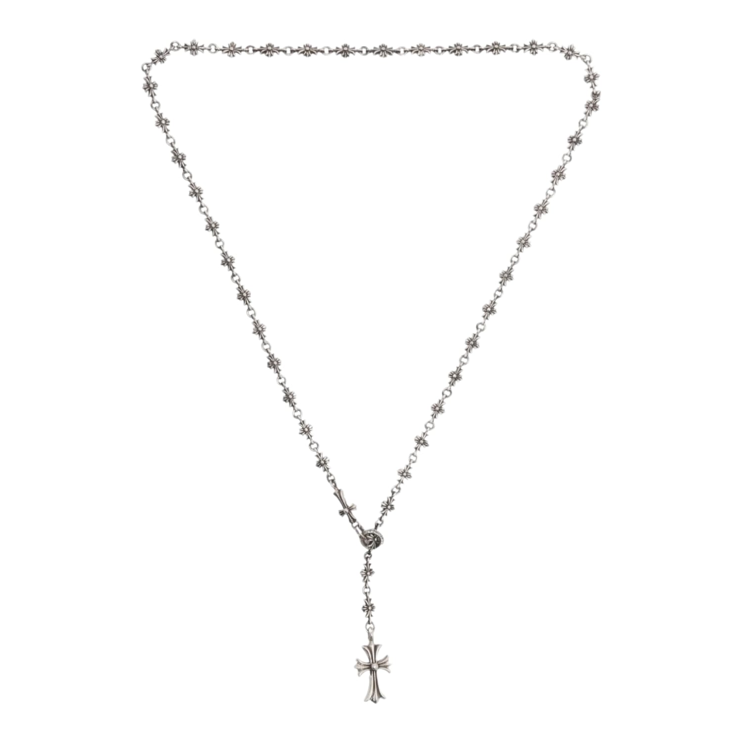 Chrome Hearts Silver Tiny E Rosary Necklace