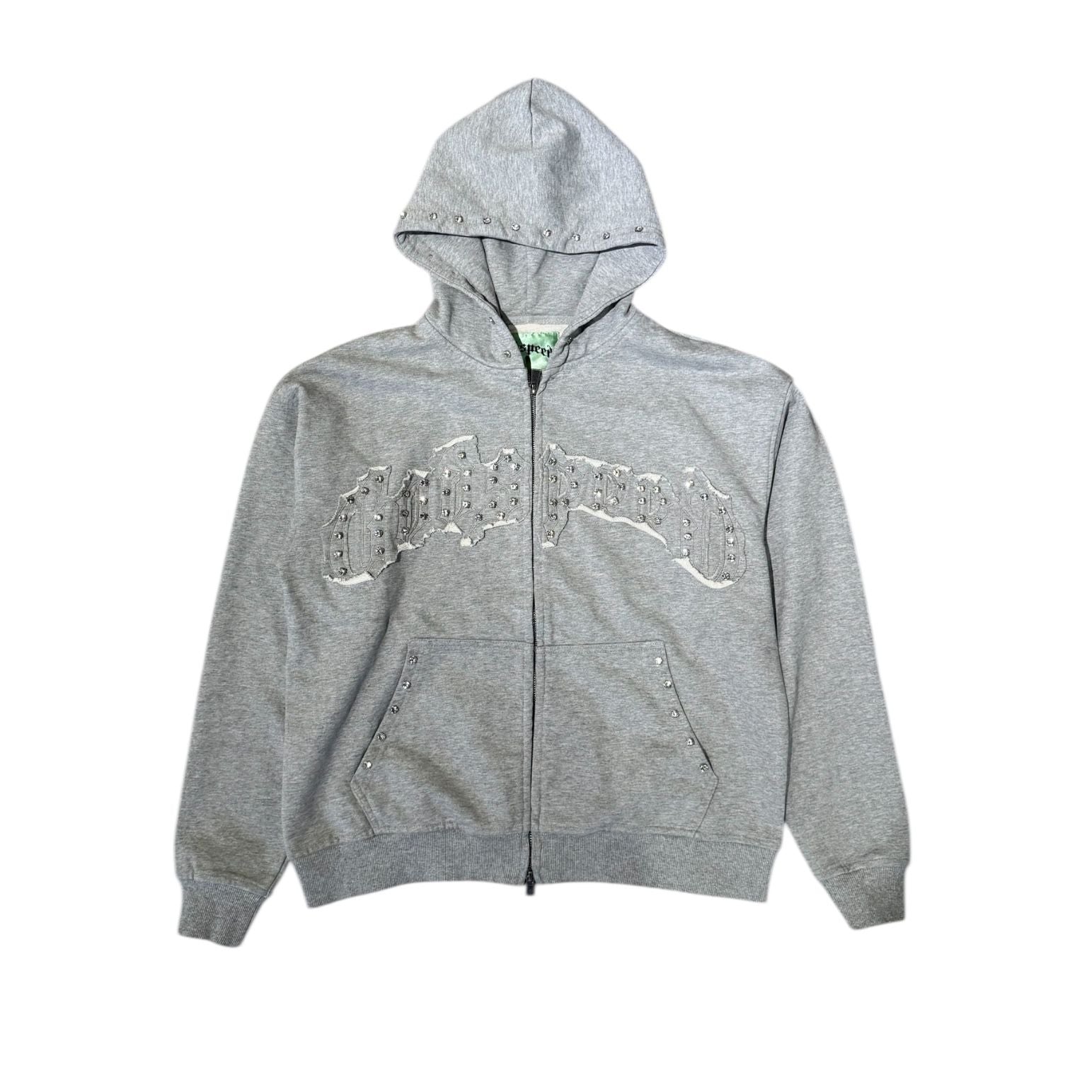 Godspeed Symmetric Studded Zip Up Hoodie Grey VVS